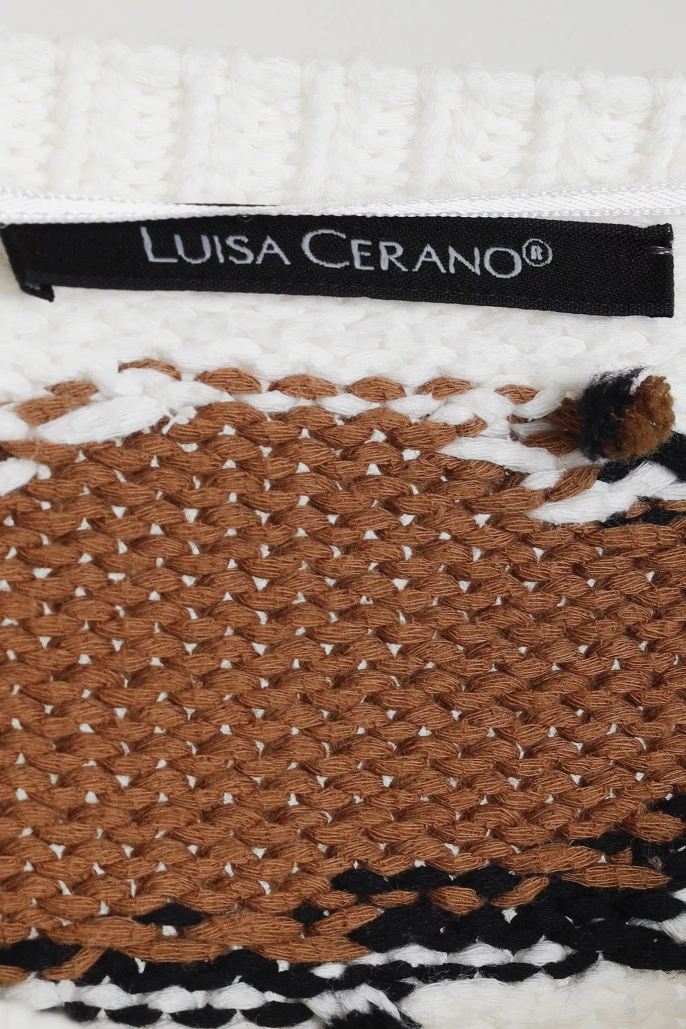 Luisa Cerano Sweaters Luisa Cerano Cream Brown Animal Heart Print Pullover Multi