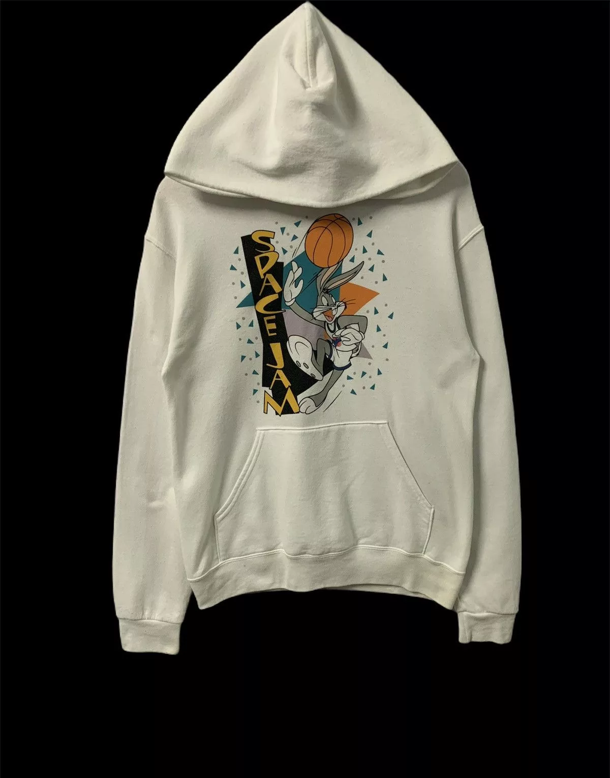 Cartoon Network Sweatshirts Hoodies Cartoon Network × Warner Bros Space Jam Bunny Big Logo Hoodie White Vintage
