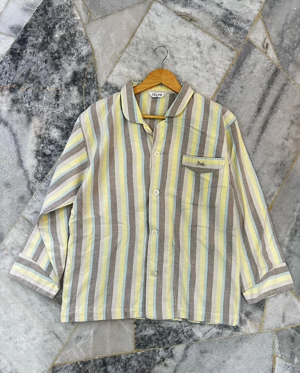 Celine Shirts Button Ups Celine Button Up Pyjamas Shirt Yellow