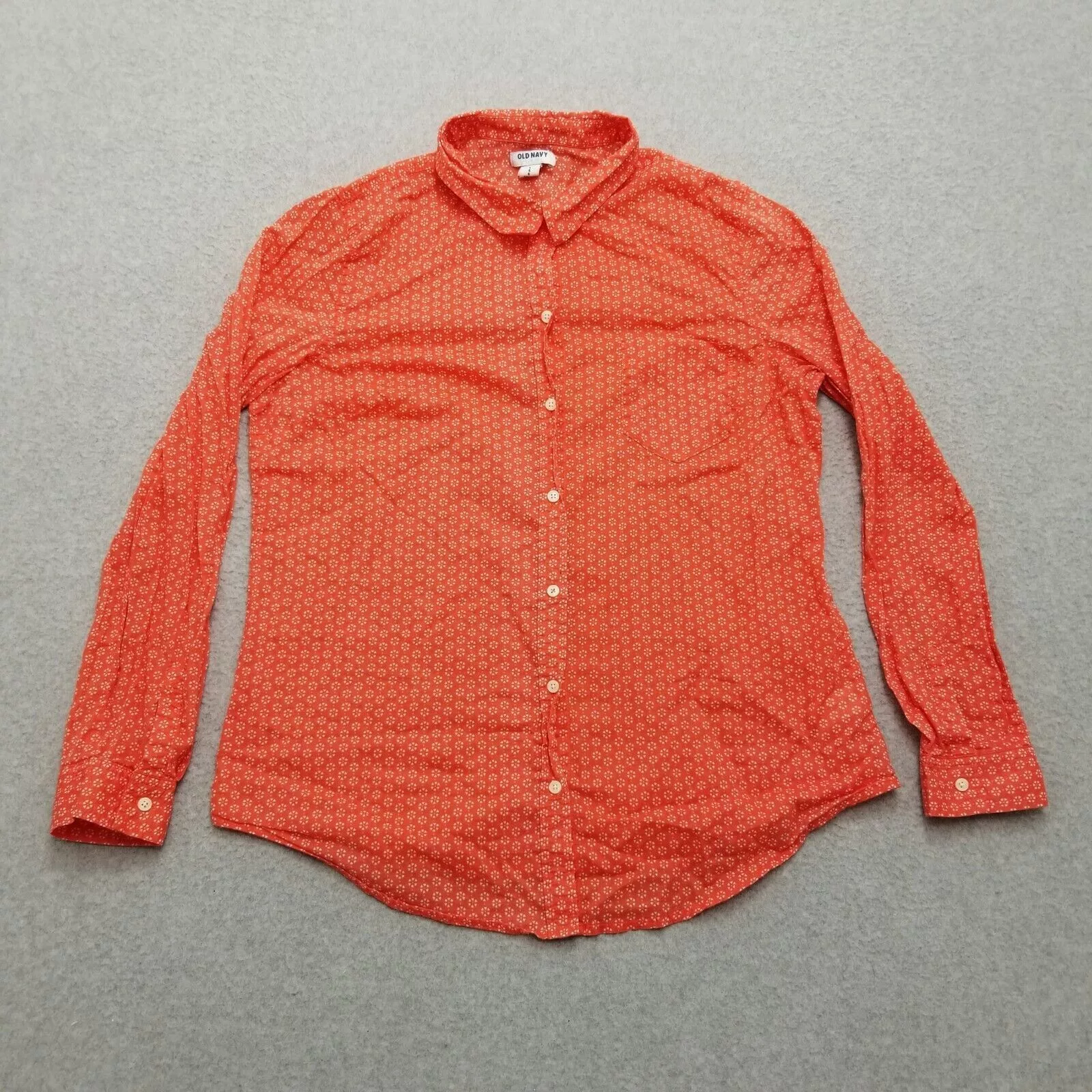 Old Navy Button Ups Old Navy Shirt Womens Large Floral Button Up Long Sleeve Red