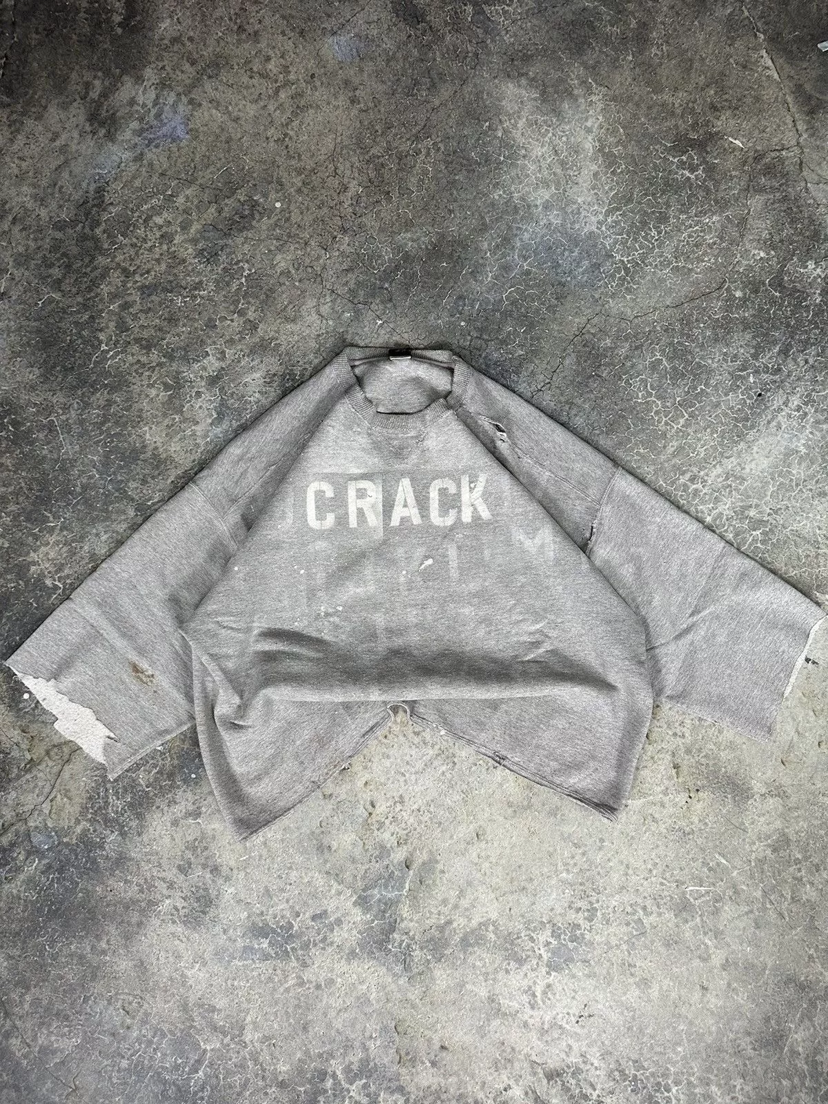 Starter Sweatshirts Hoodies Starter × Vintage Vintage Thrashed Custom “CRACK” Starter Crewneck Gray