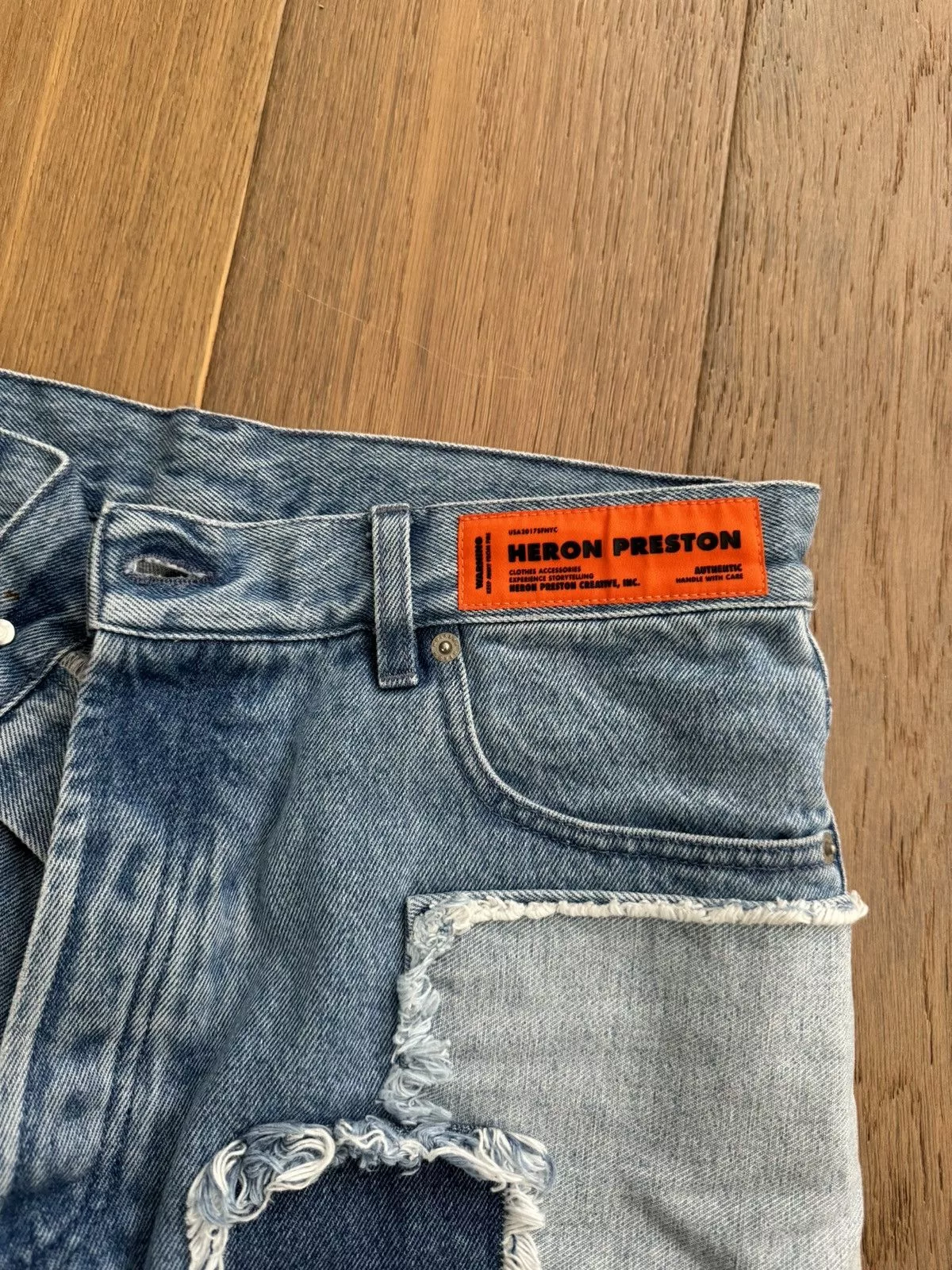 Heron Preston Denim Heron Preston Patchwork Denim Pants Blue