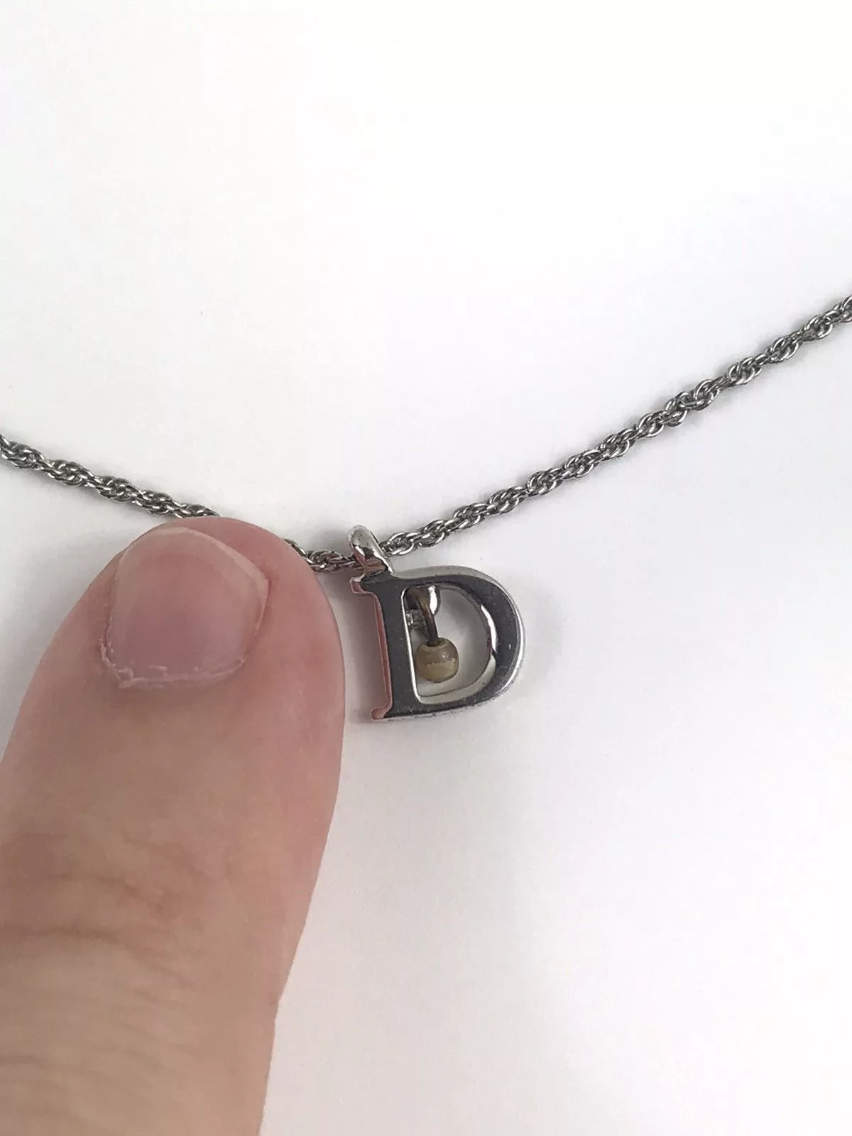 Dior Necklaces Dior D with Pearl Silver