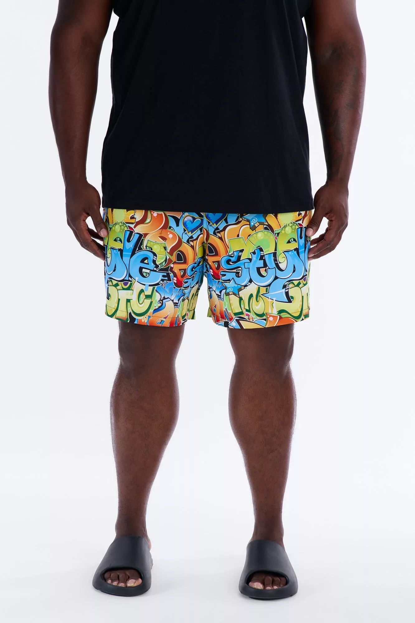 All That Graffiti Swim Trunk 7″ - Blue/combo