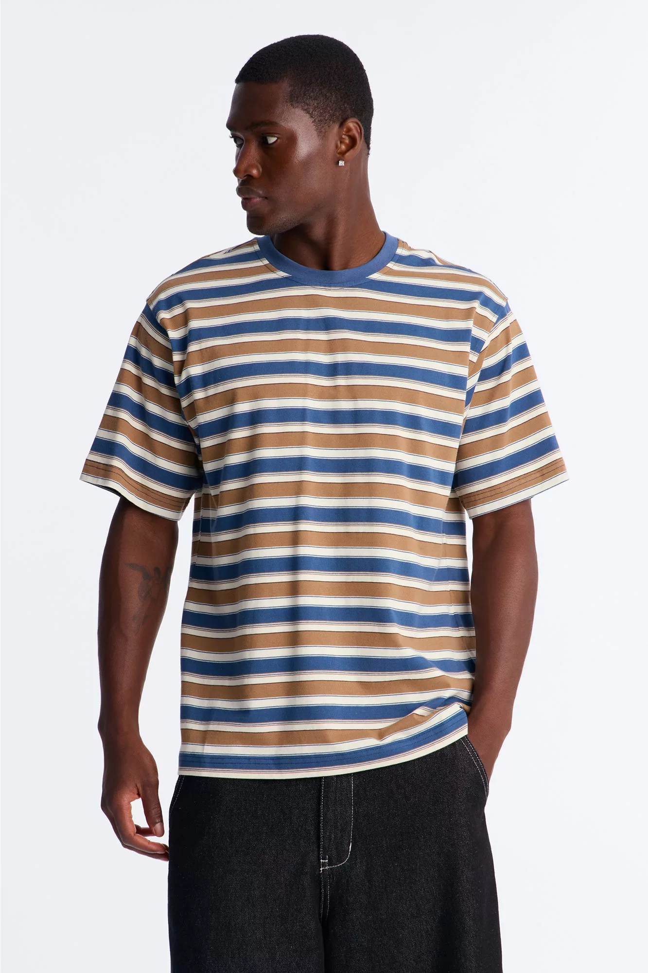 Crawford Stripe Crewneck Tee - Blue/combo