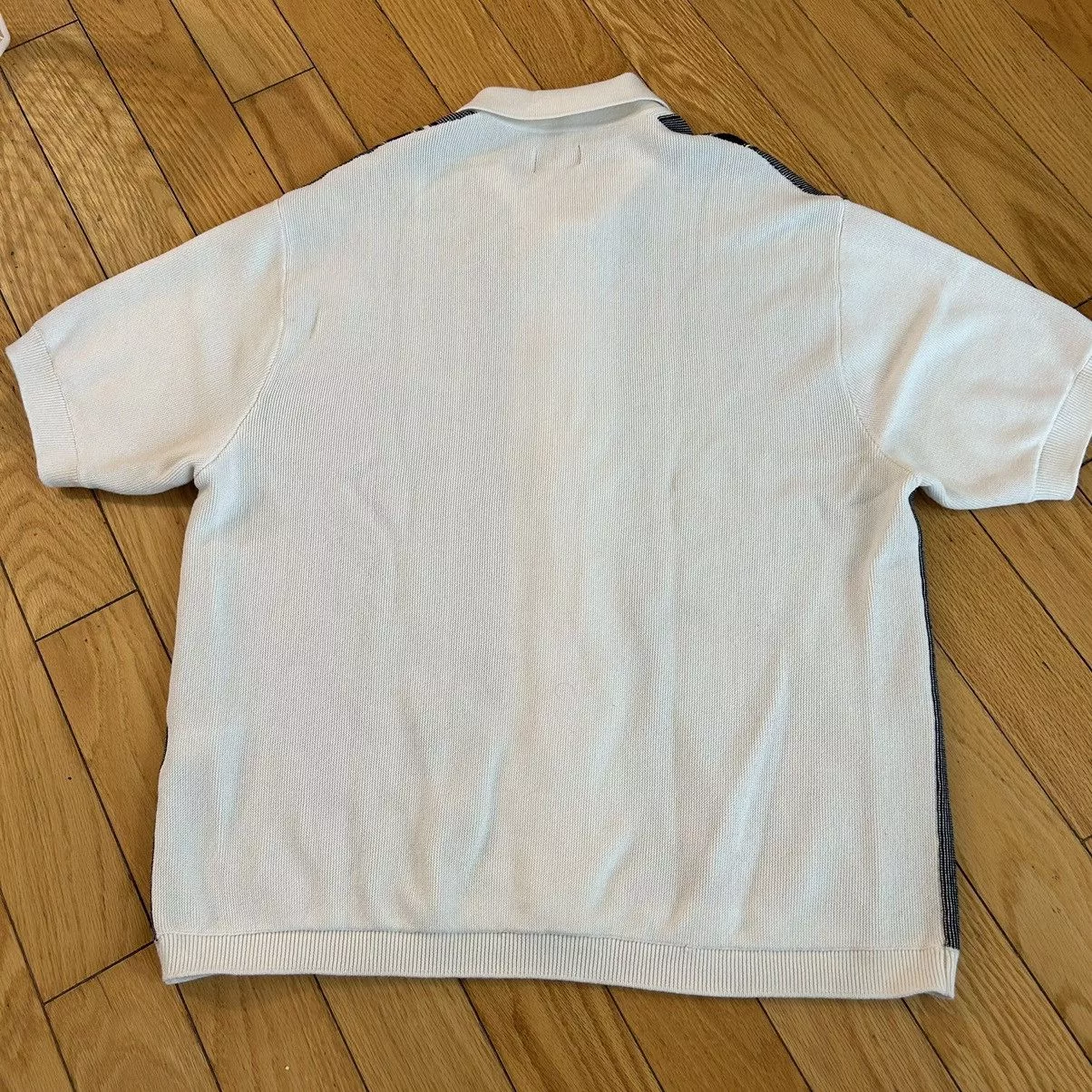 Supreme Polos Supreme Stripe Button Up Polo White Small