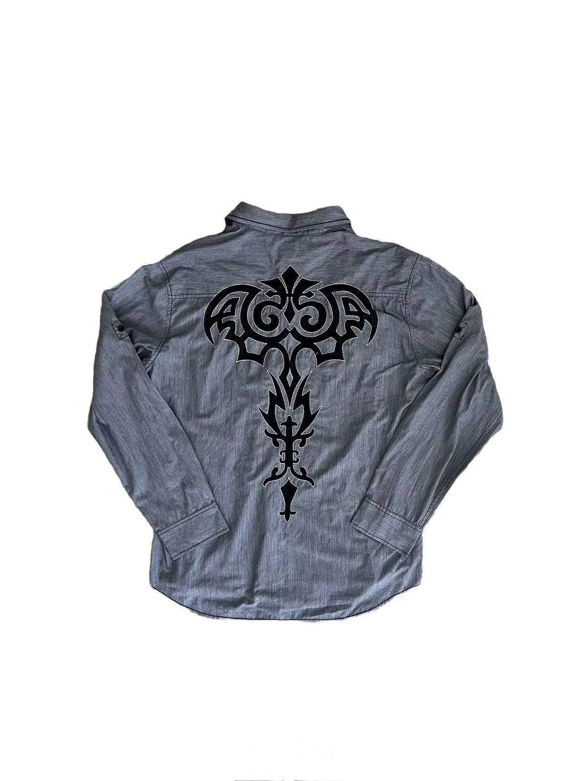 Affliction Shirts Button Ups Affliction × Helix × Vintage Y2K Affliction Style Button Up Gray
