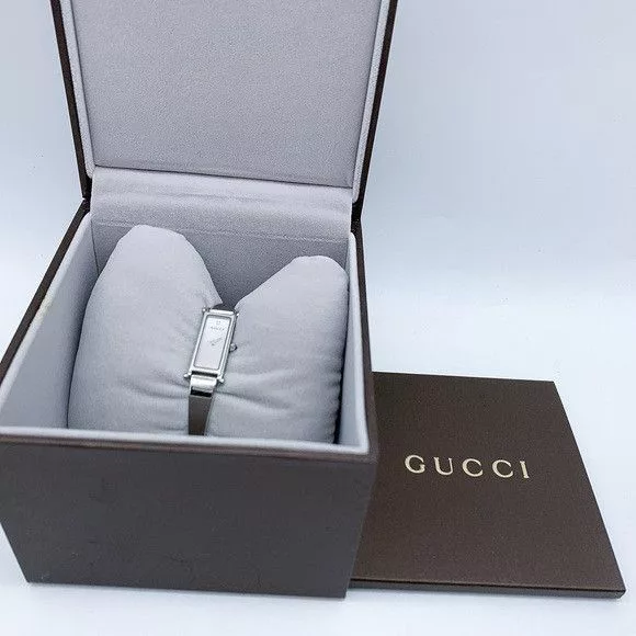 Gucci Watches Gucci 1500L Rectangular Stainless Steel Quartz Bangle Watch Silver
