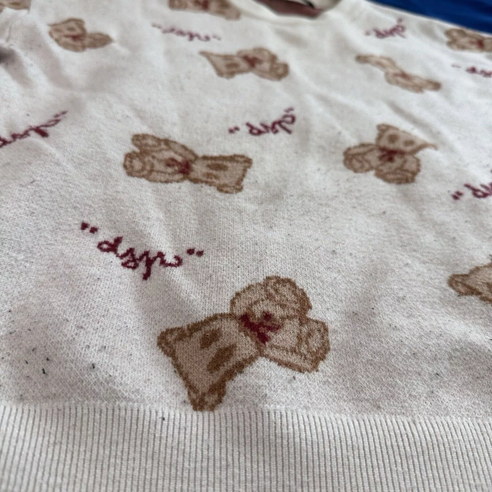 Other Sweaters Other Dangerous People Sweater S Teddy Bear Print AOP Wool Blend Beige Streetwear