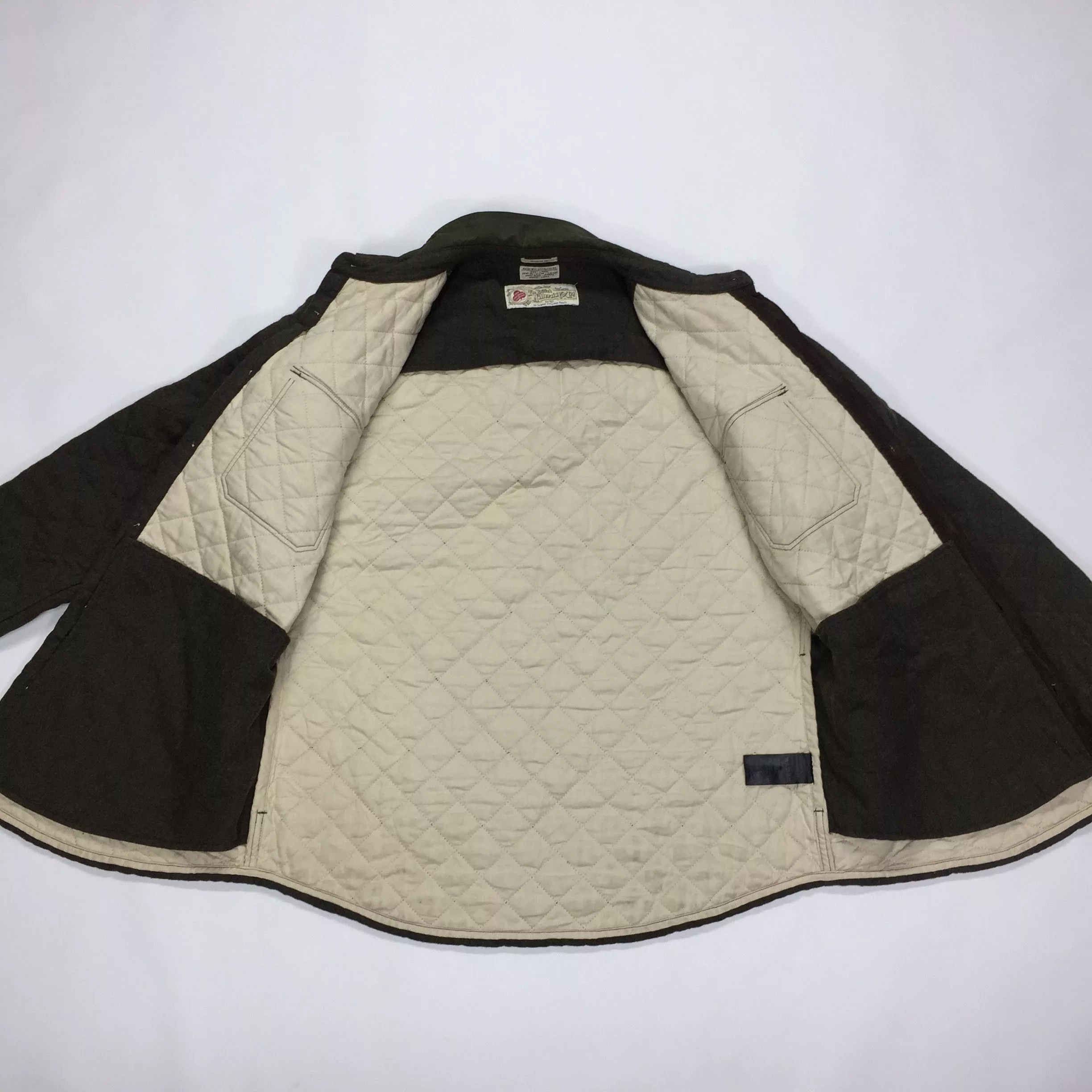 Allsaints Shirts Button Ups Allsaints Gamekeeper Quilted Wool Viscose Shirt Brown Streetwear
