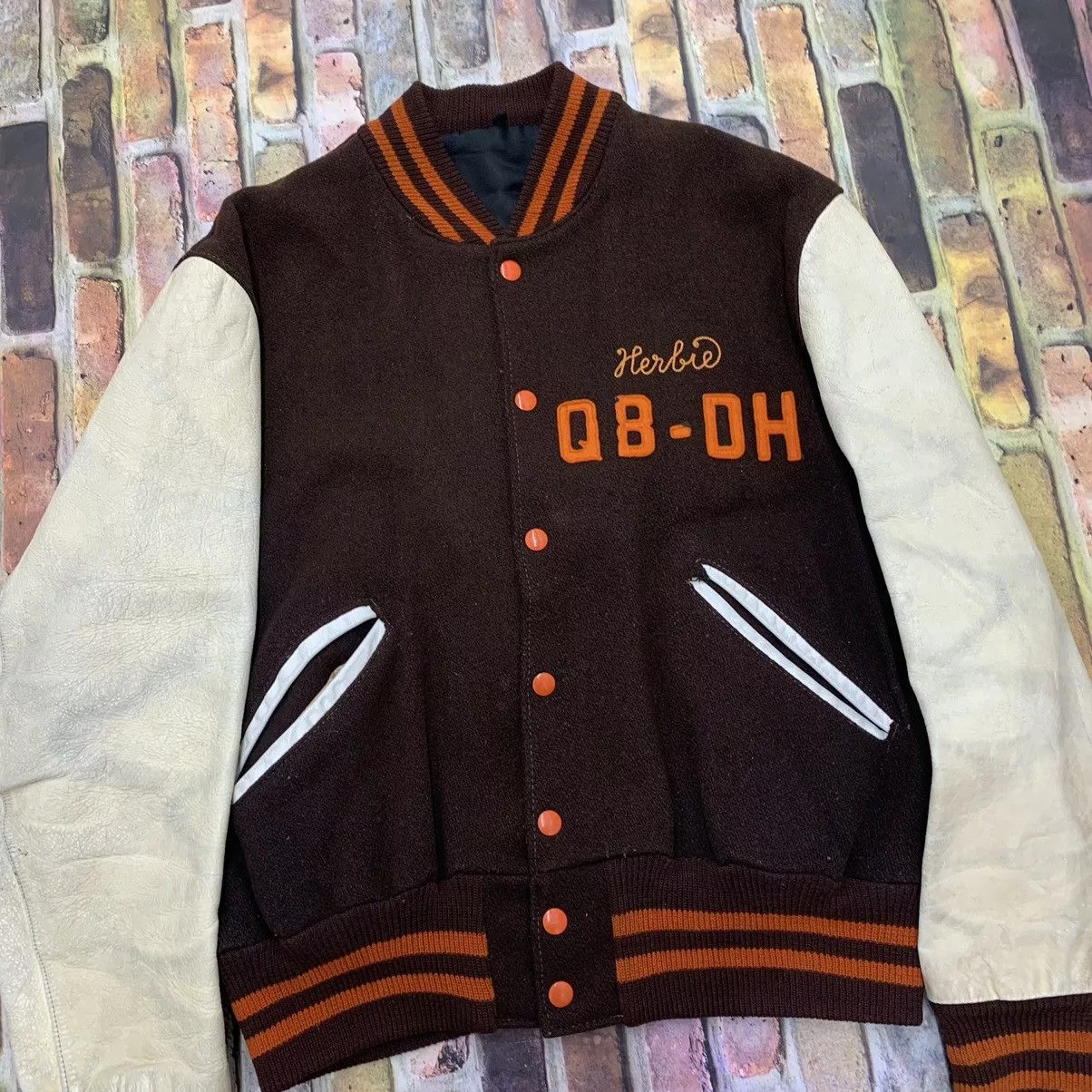 Vintage Leather Jackets Vintage varsity jacket Brown