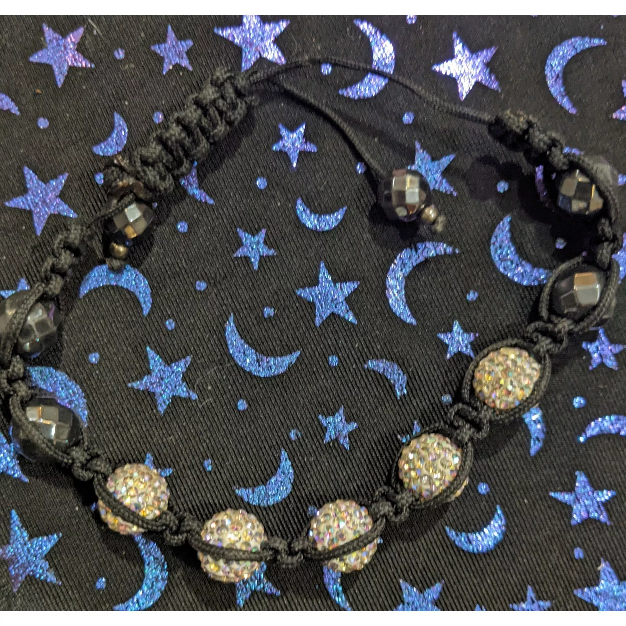 Other Bracelets Other Black Aurora Borealis Beaded Shambala Bracelet