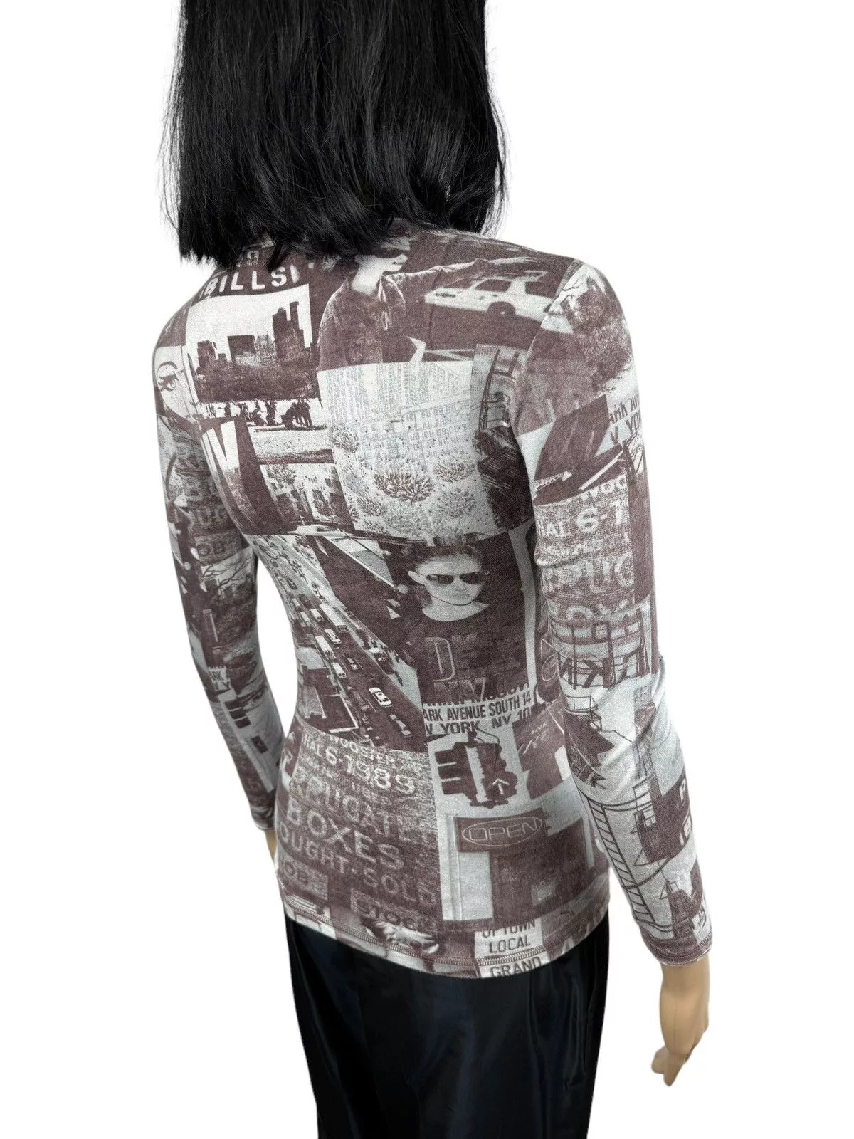 DKNY Blouses DKNY Newspaper Printed Stretch Blouse size 10 Multi