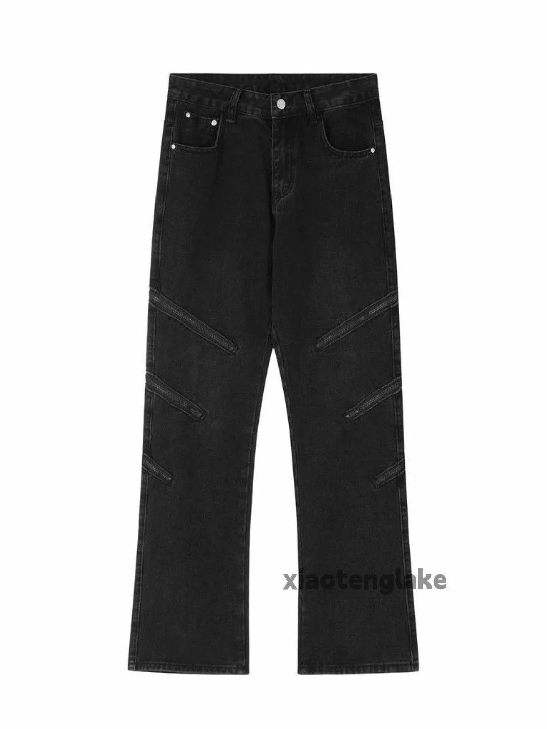 Designer Casual Pants Designer × Japanese Brand × Vintage washed faded zipper punk grunge bootcut jeans Black