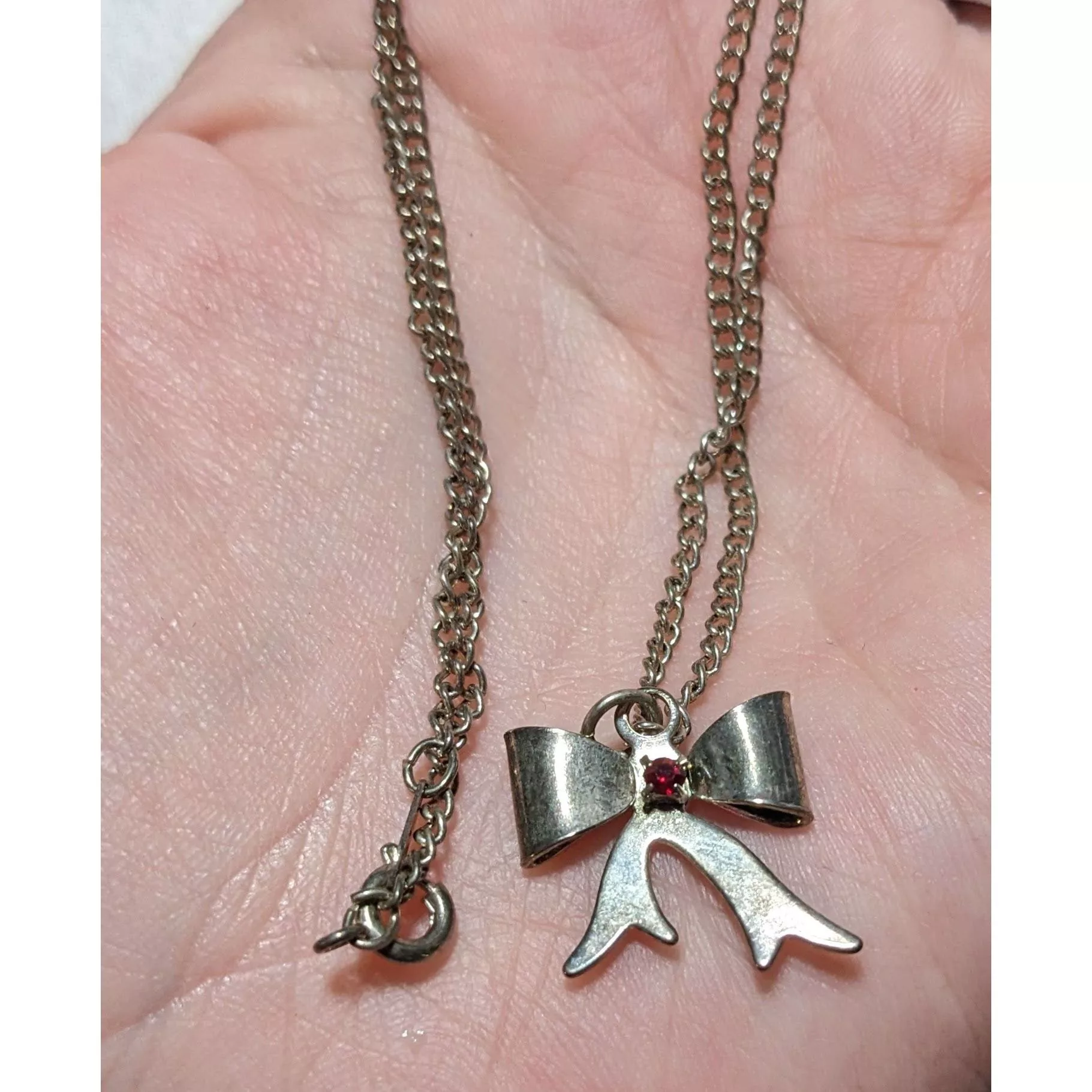 Other Necklaces Other Silver Rhinestone Bow Necklace