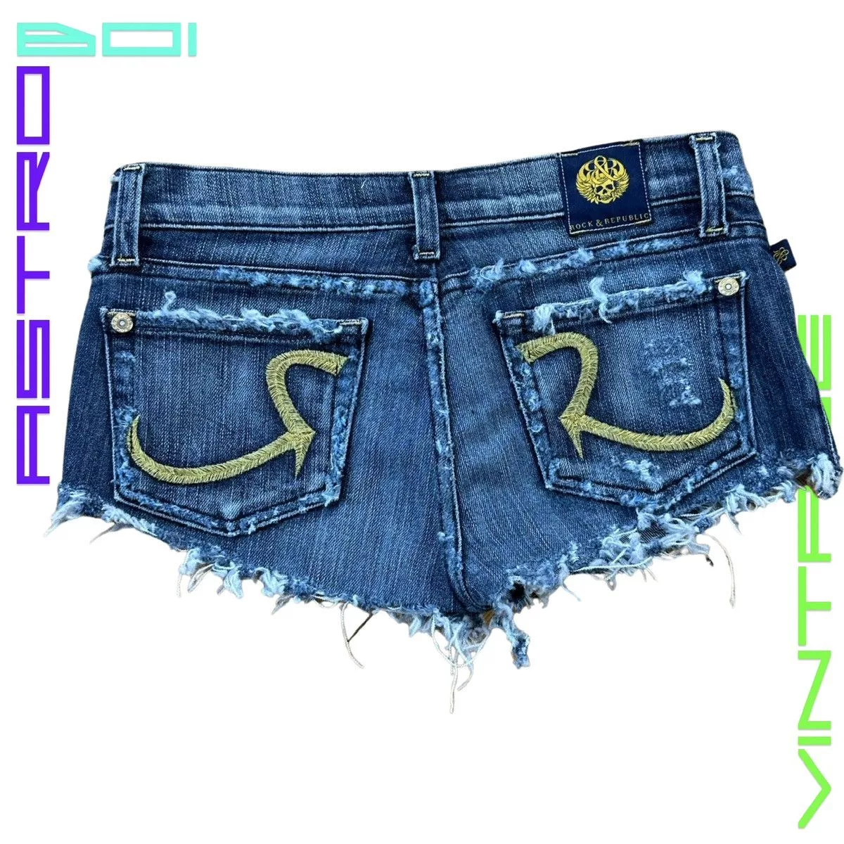 Rock & Republic Shorts ROCK & REPUBLIC DISTRESSED BLUE DENIM SHORTS _ 28"