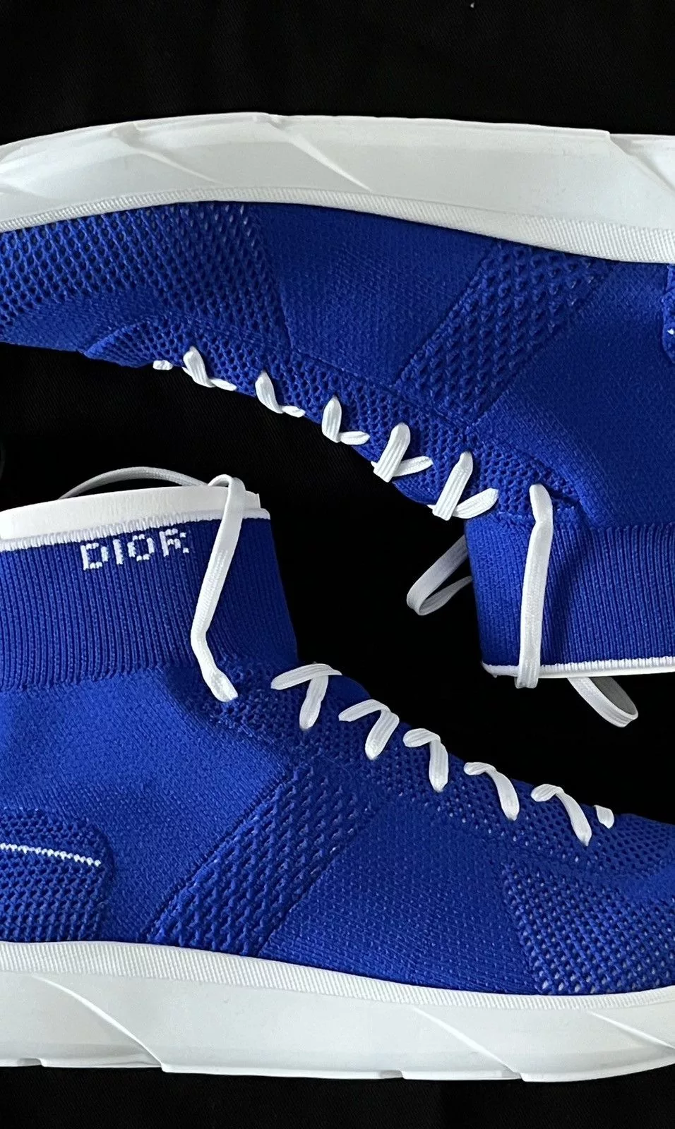 Dior Hi Top Sneakers Dior B21 Blue Fabric Sneakers