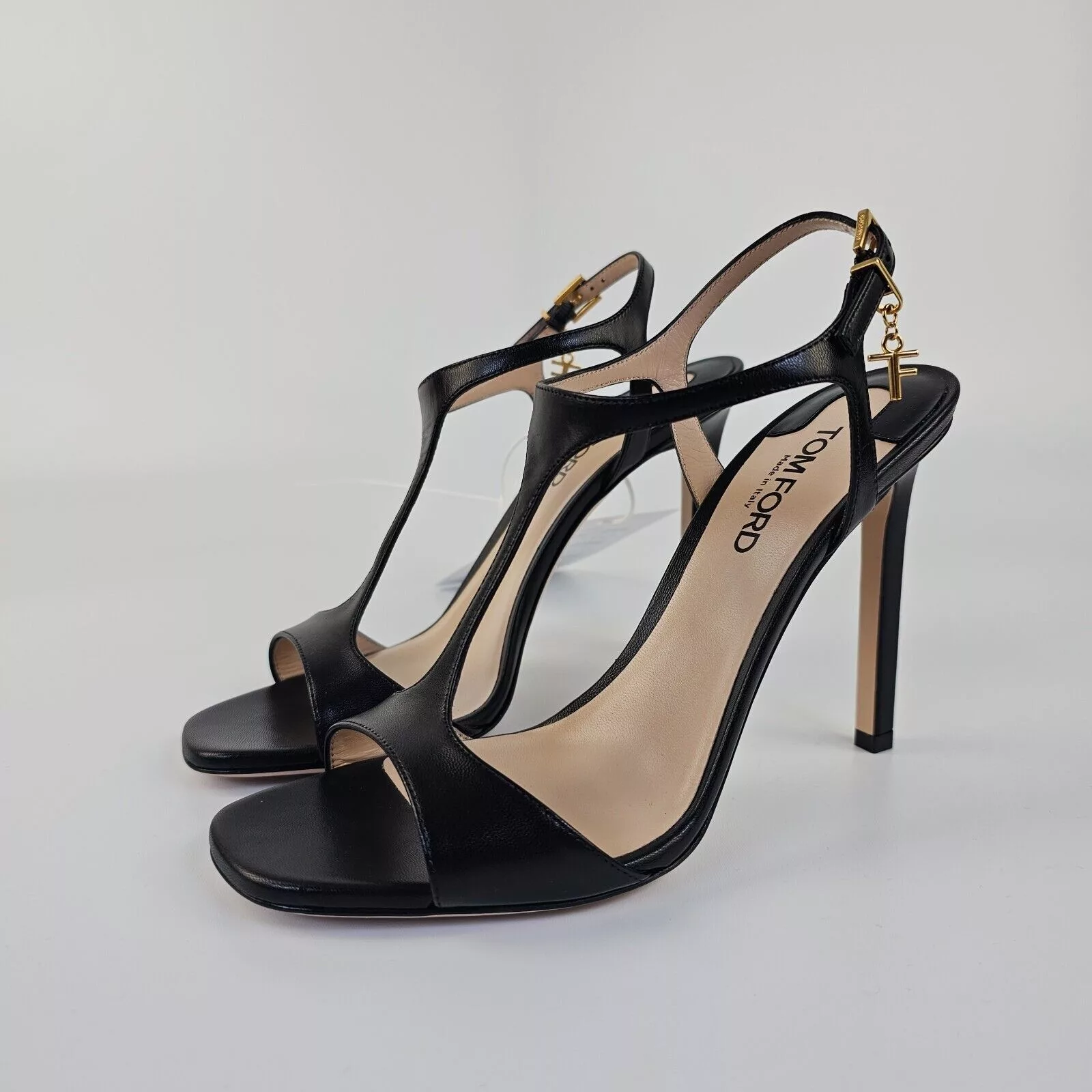 Tom Ford Heels Tom Ford Angelina 105mm Black Leather Heeled Sandals New