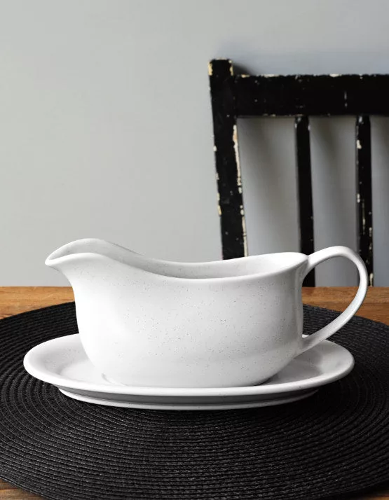 White Gravy Boat with Saucer