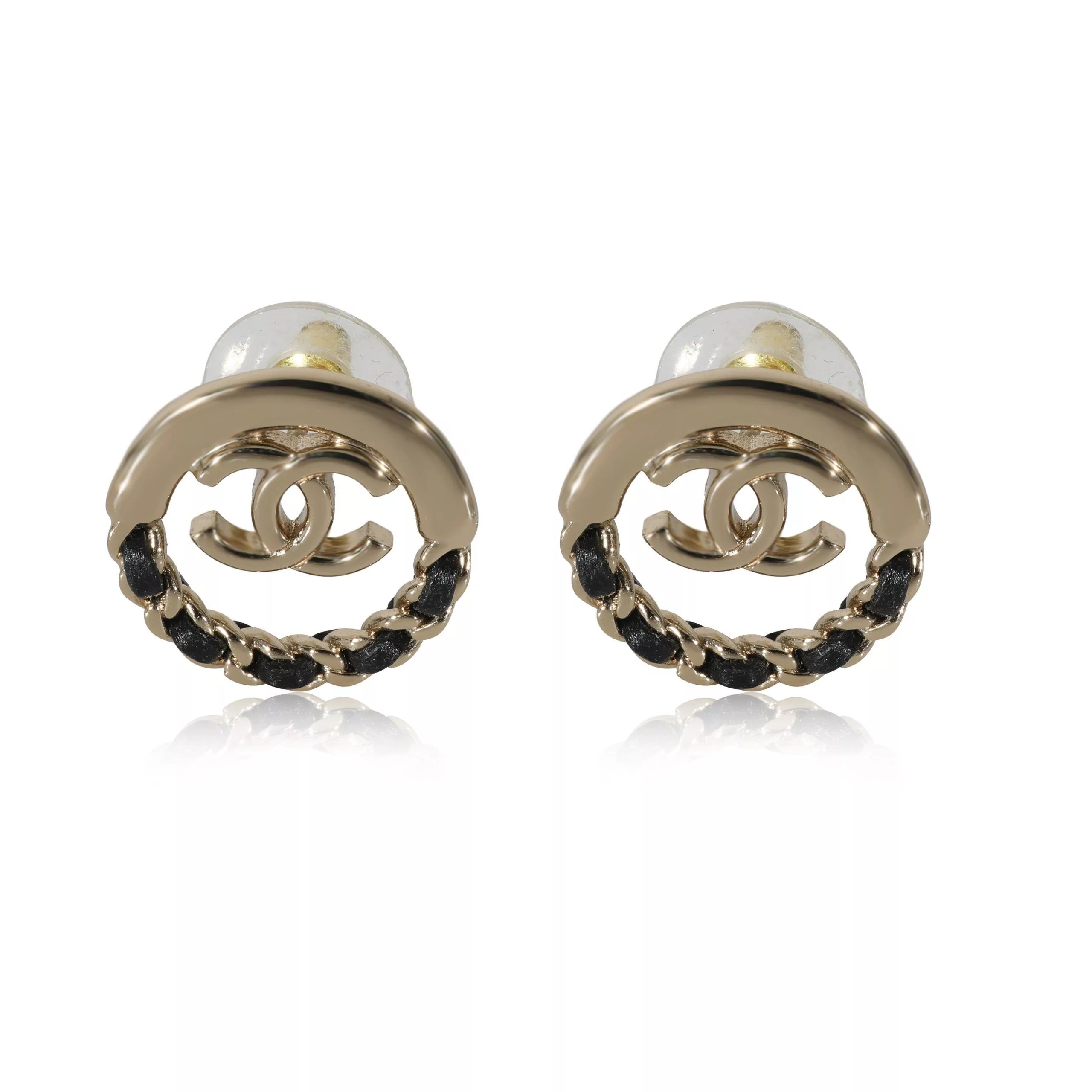 Chanel Rings Chanel 2022 Chain & Leather CC Gold Plated Earring Yellow