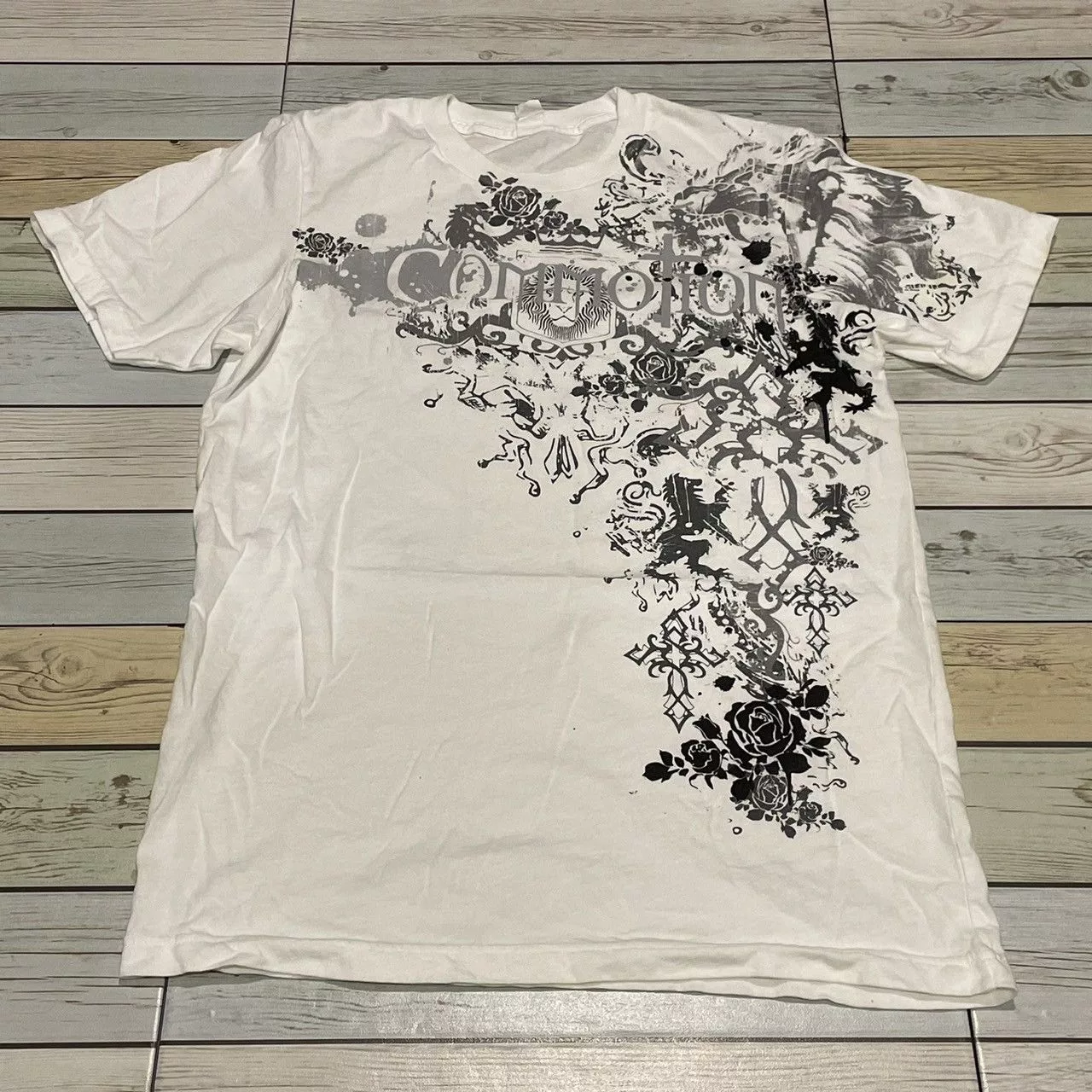 Affliction Short Sleeve T Shirts Affliction × Ed Hardy × Tapout Rare Wings Cross Tee Y2K Affliction Style White