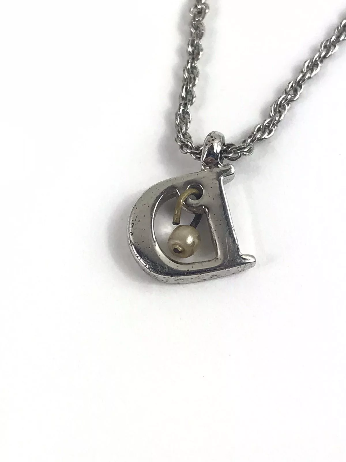 Dior Necklaces Dior D with Pearl Silver