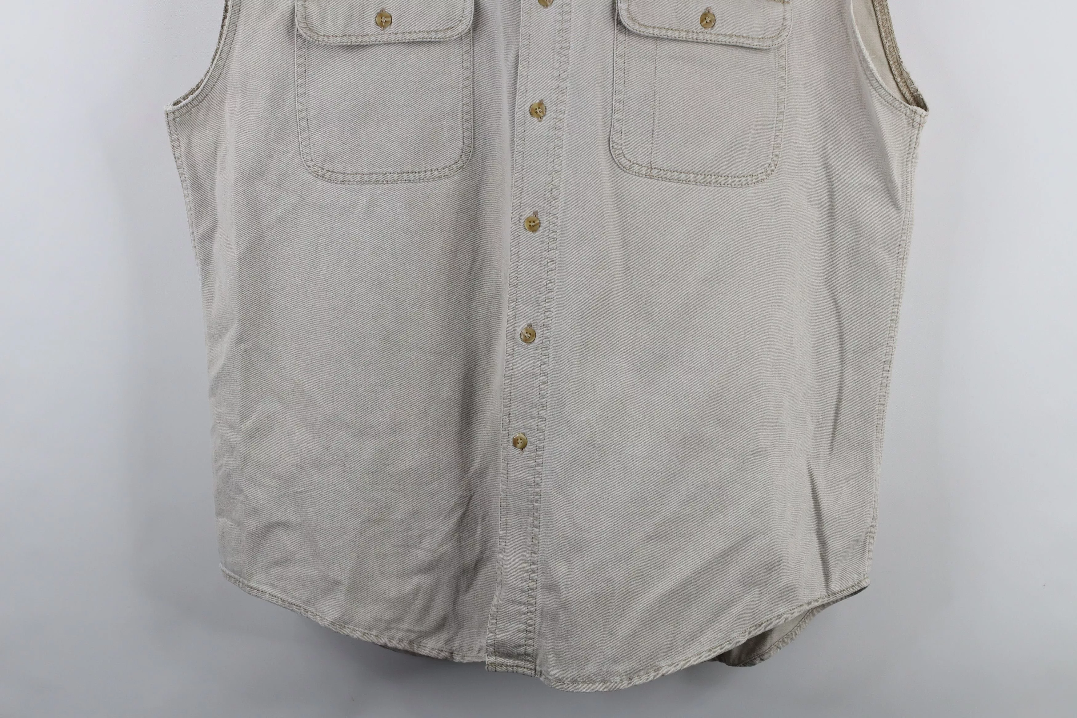 Gap Shirts Button Ups Gap × Vintage Vintage 90s Gap Cut Off Collared Denim Button Shirt Beige