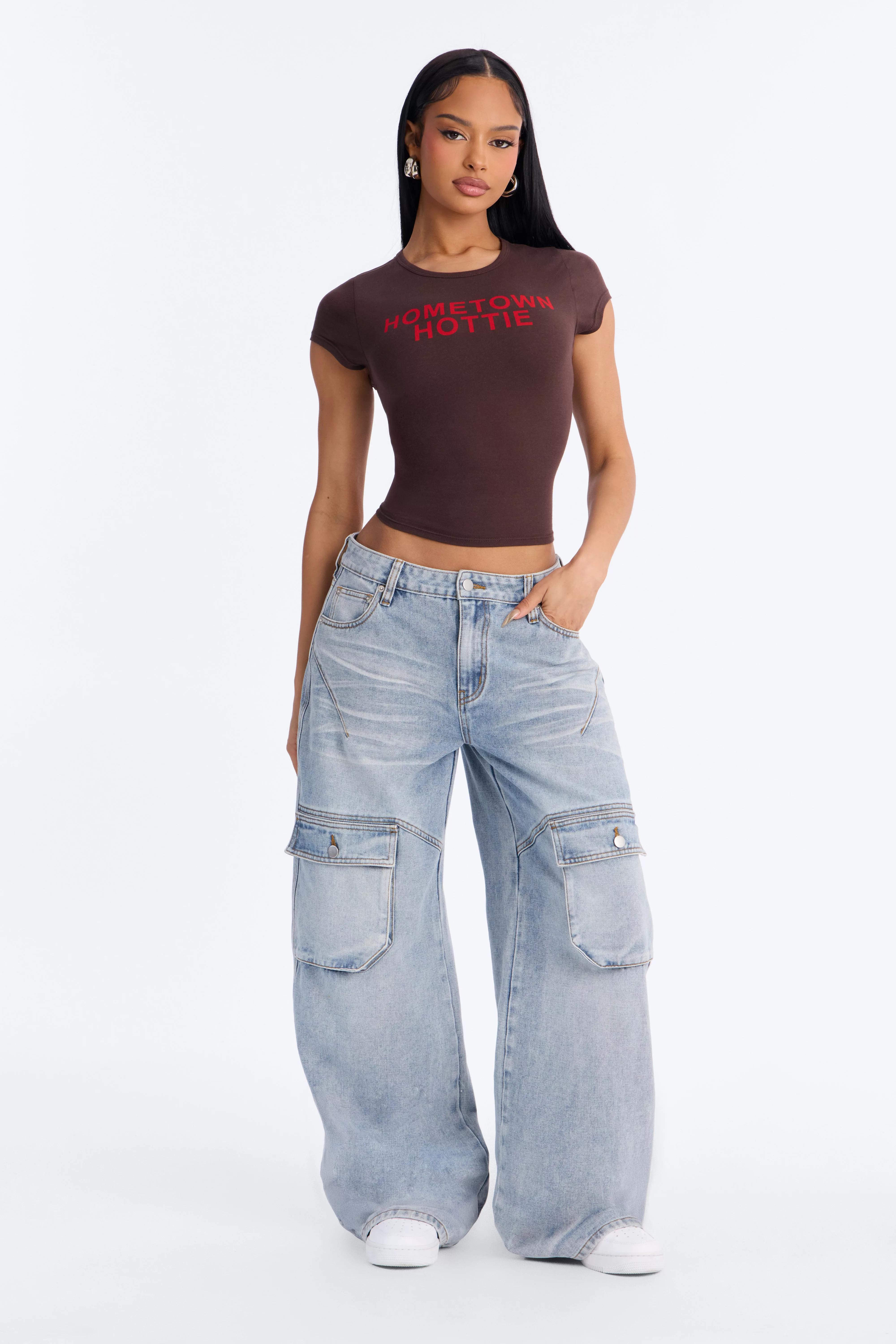 Hometown Hottie Fitted Tee - Brown