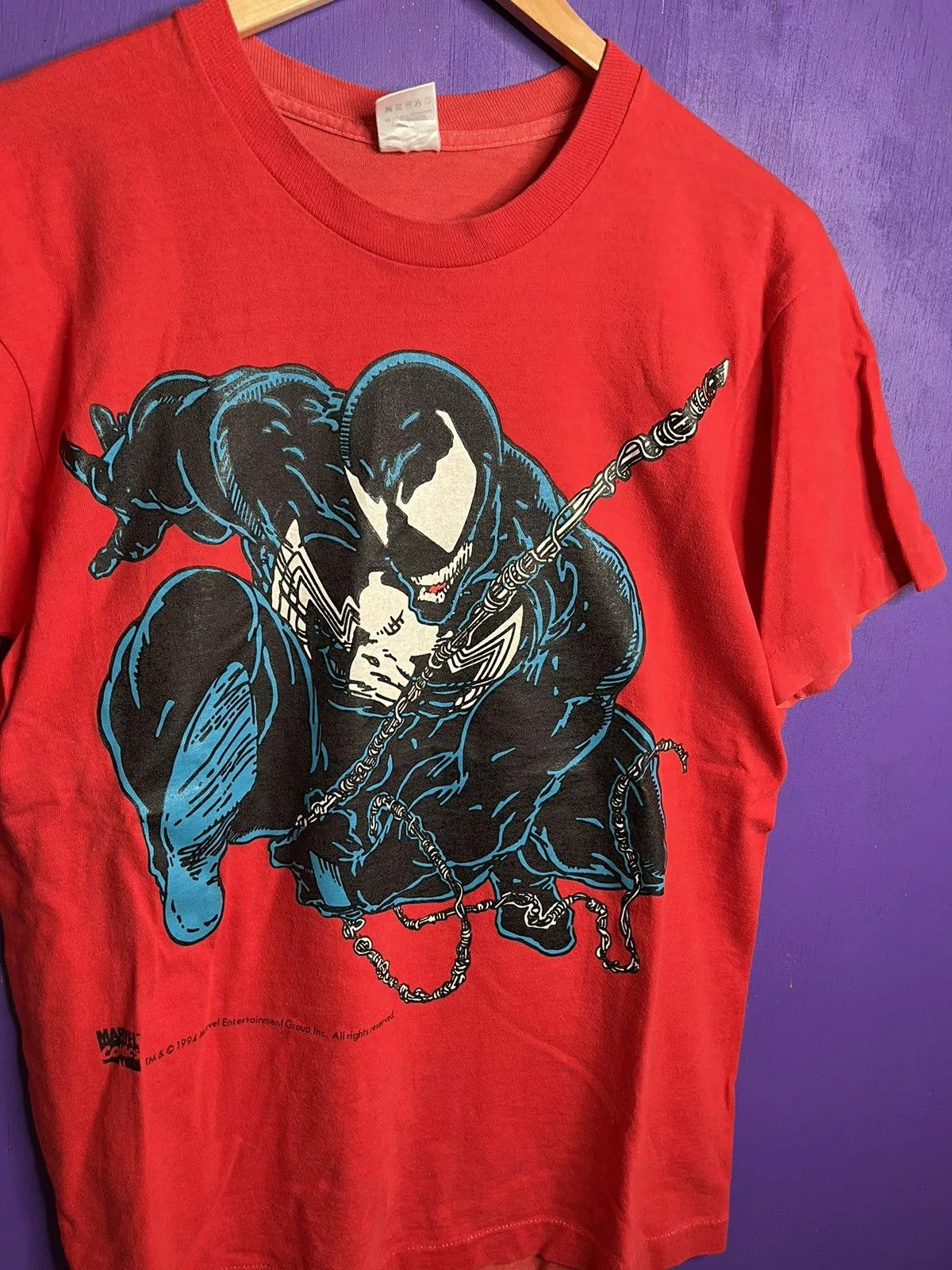 Marvel Comics Short Sleeve T Shirts Marvel Comics × Vintage Vintage 1994 Marvel comics Venom character t-shirt Red