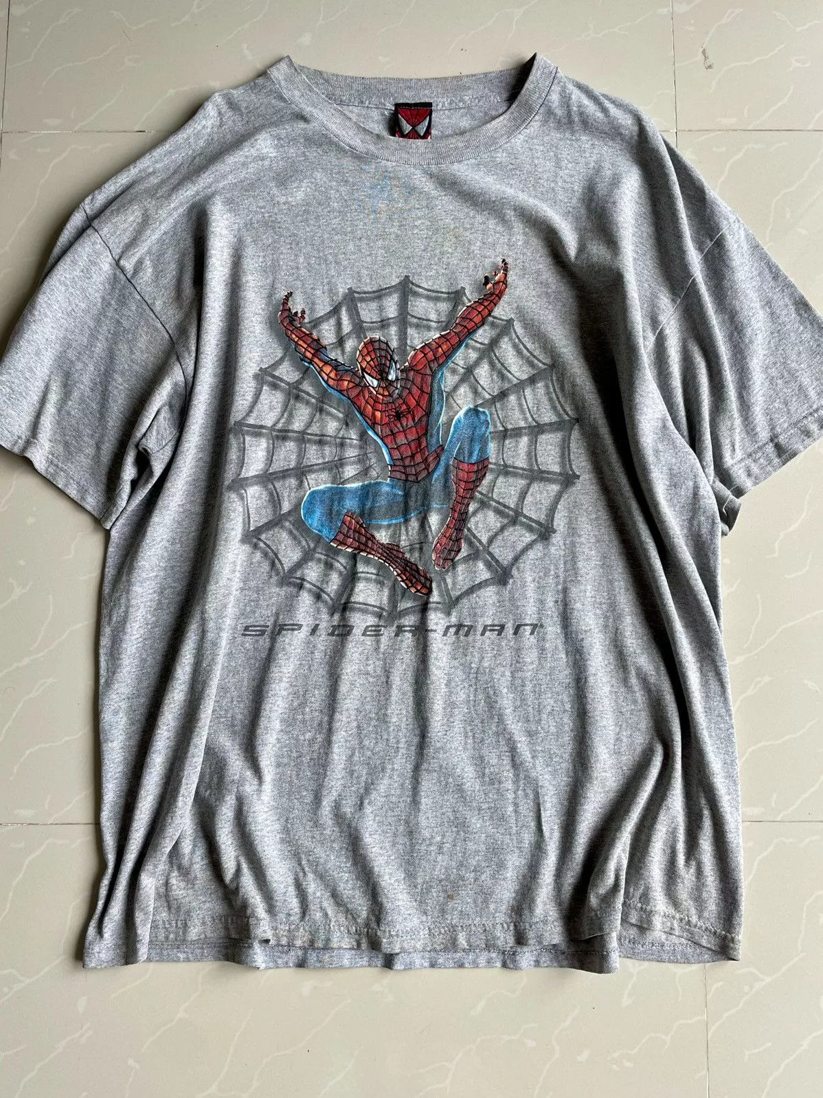 Marvel Comics Short Sleeve T Shirts Marvel Comics Very Rare Spider Man 2002 Promo Movie Gray Vintage
