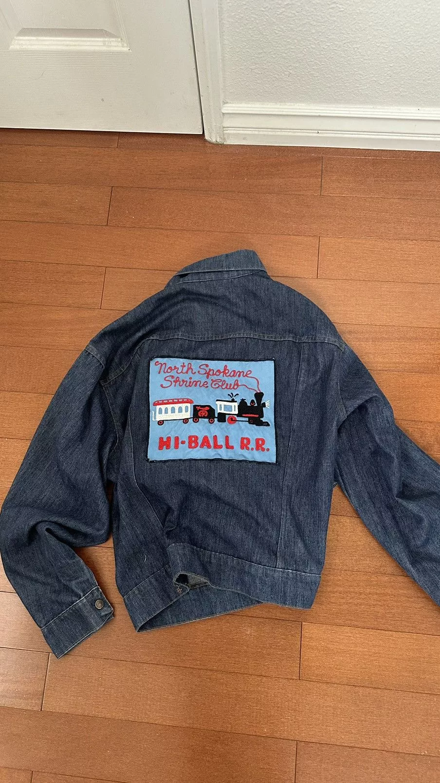 Vintage Denim Jackets Vintage Pleated Patch Denim Jacket Blue