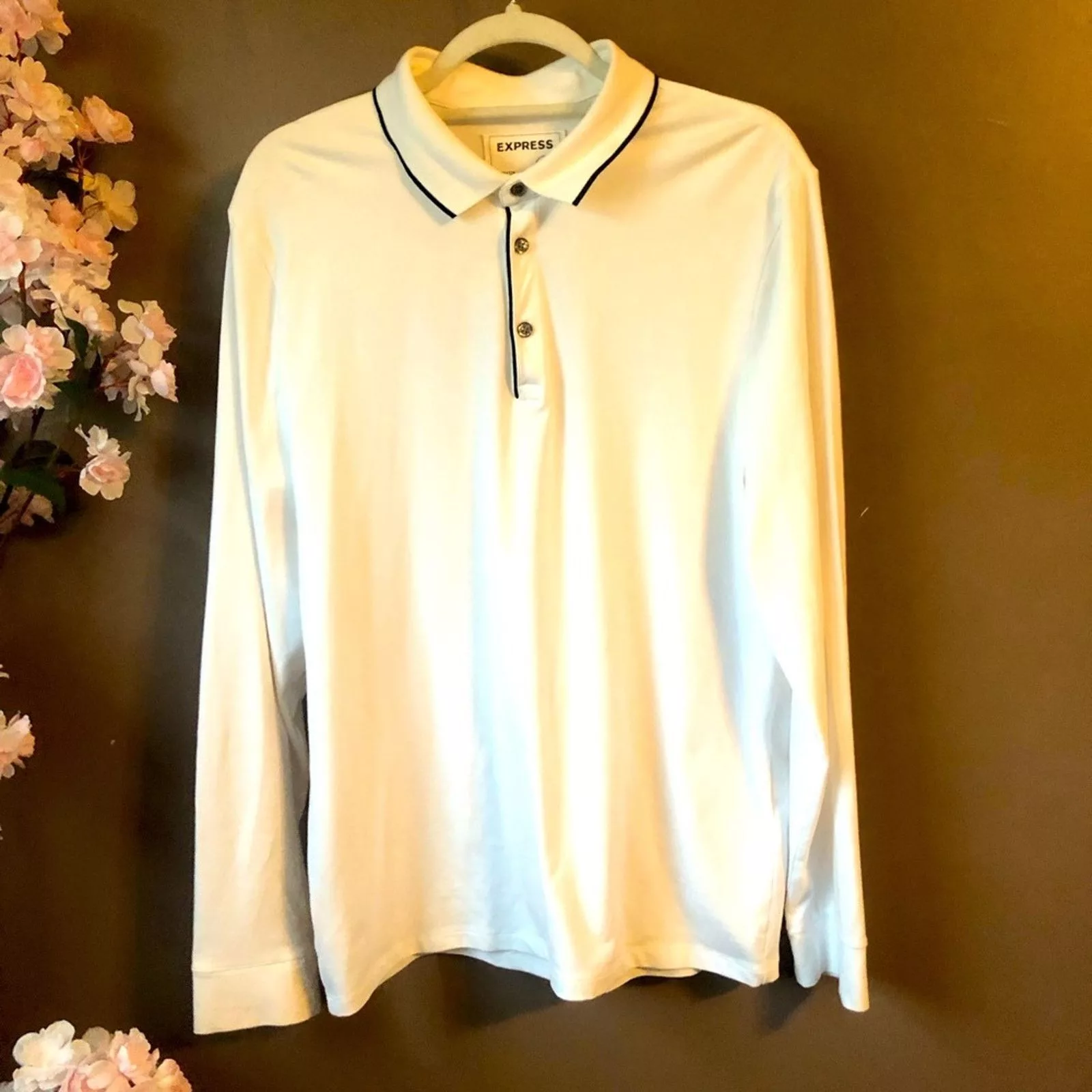 Express Polos Men’s Polo shirt top by Express. Large. White