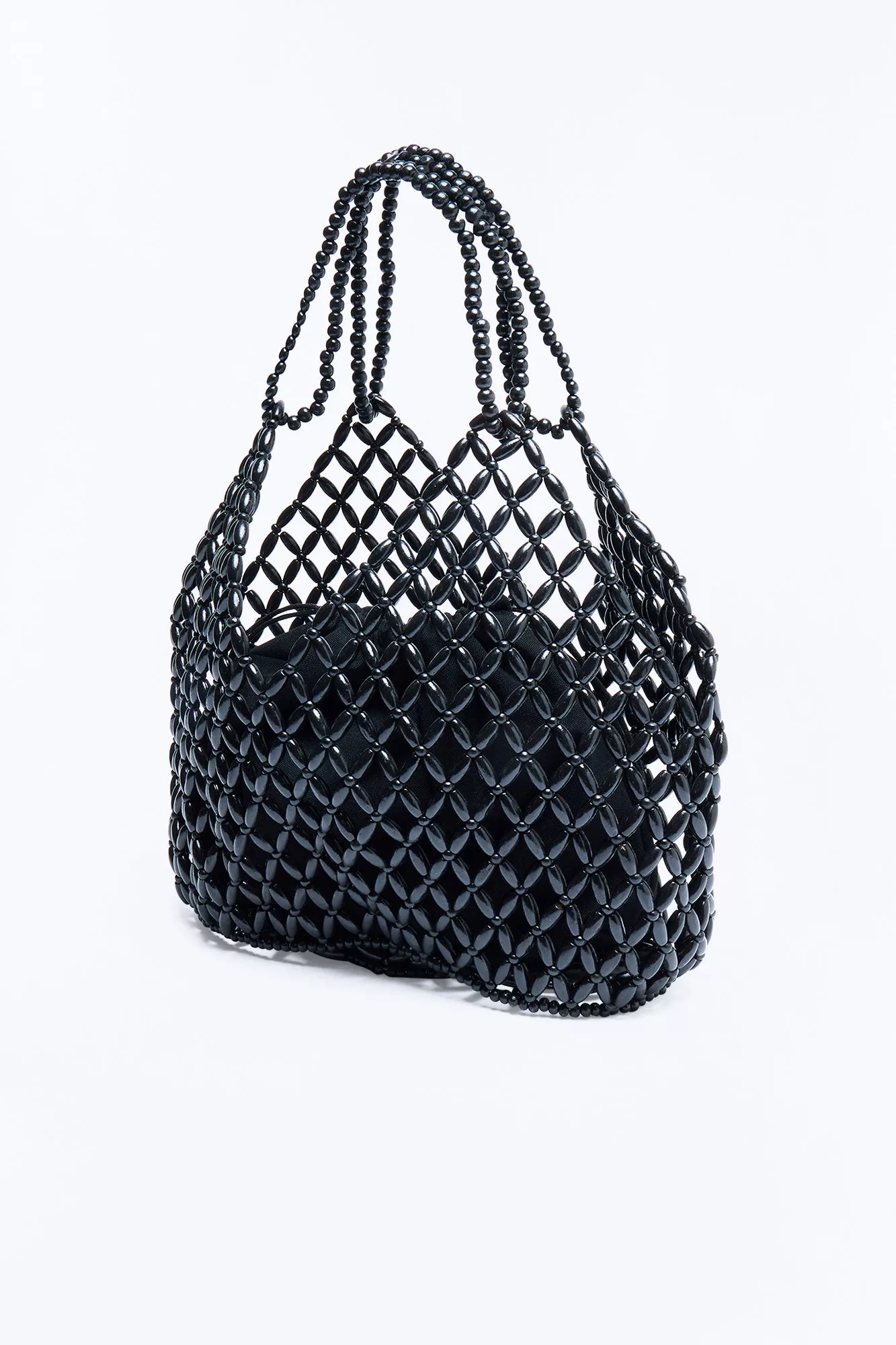 Coastal Escape Beaded Shoulder Handbag - Black