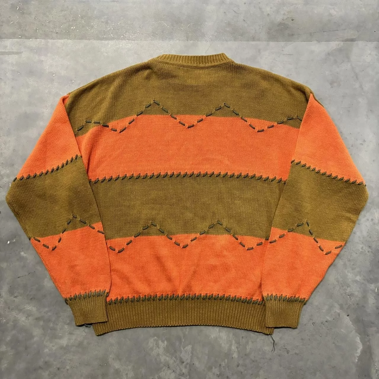 Japanese Brand Sweaters Knitwear Japanese Brand × Vintage Crazy Vintage Y2K/2000s Grunge Brown Orange Striped Skater Essential Sweater! Streetwear