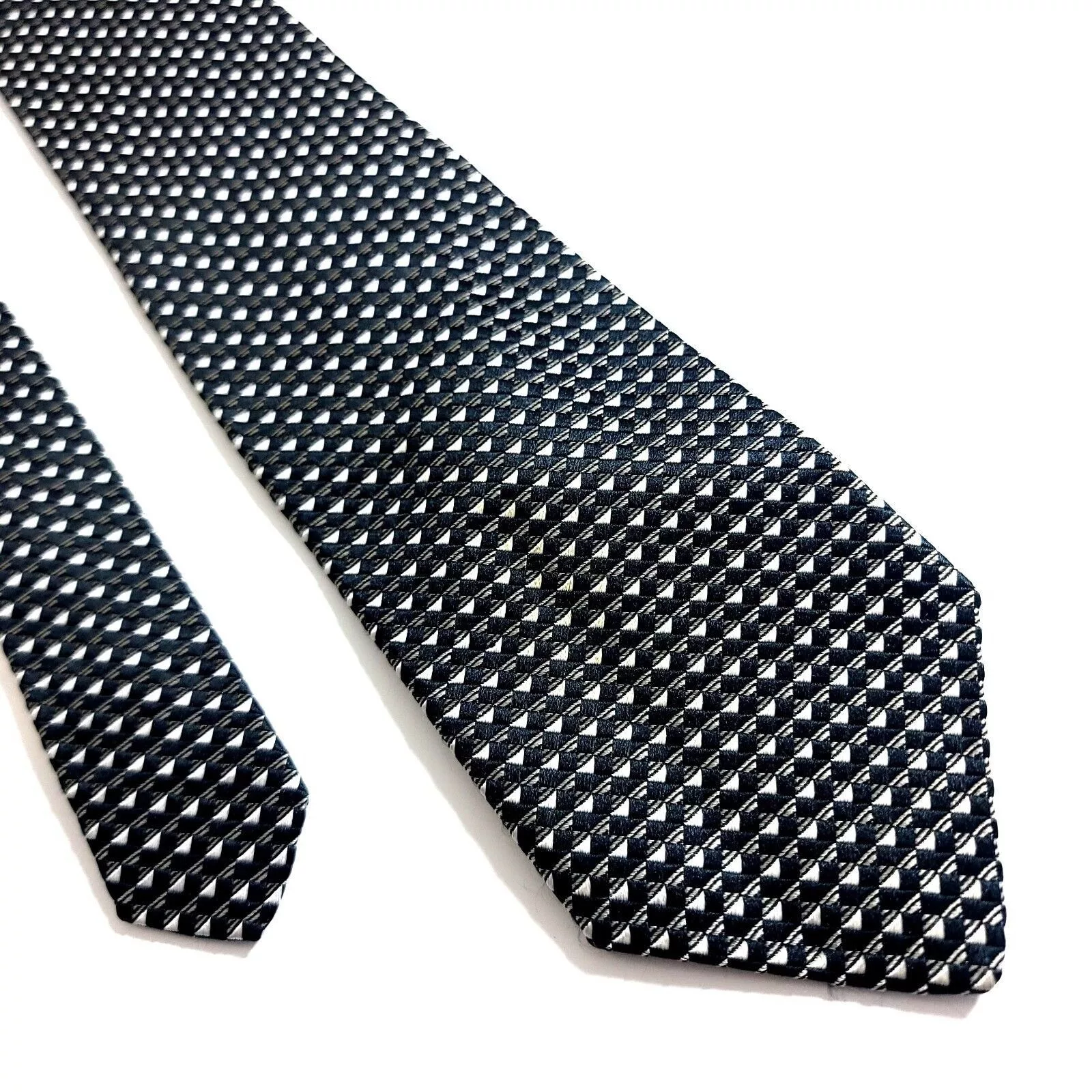Robert Talbott Ties Pocketsquares Robert Talbott Black Gray Geometric Woven Wide Silk Tie