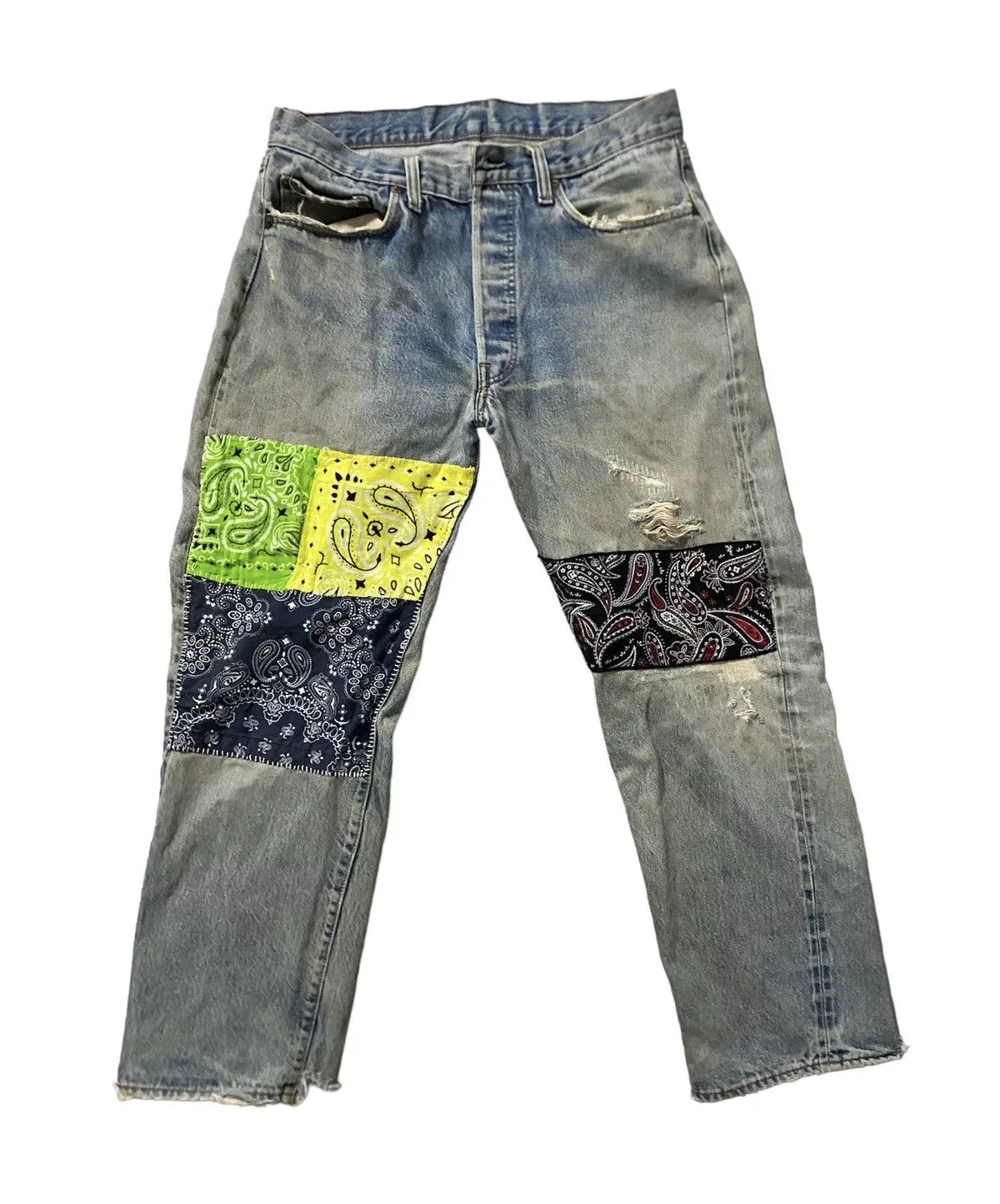 Levi's Denim Levi's × Vintage Vintage Thrashed Distressed Custom Levis Selvedge Button 6 Blue