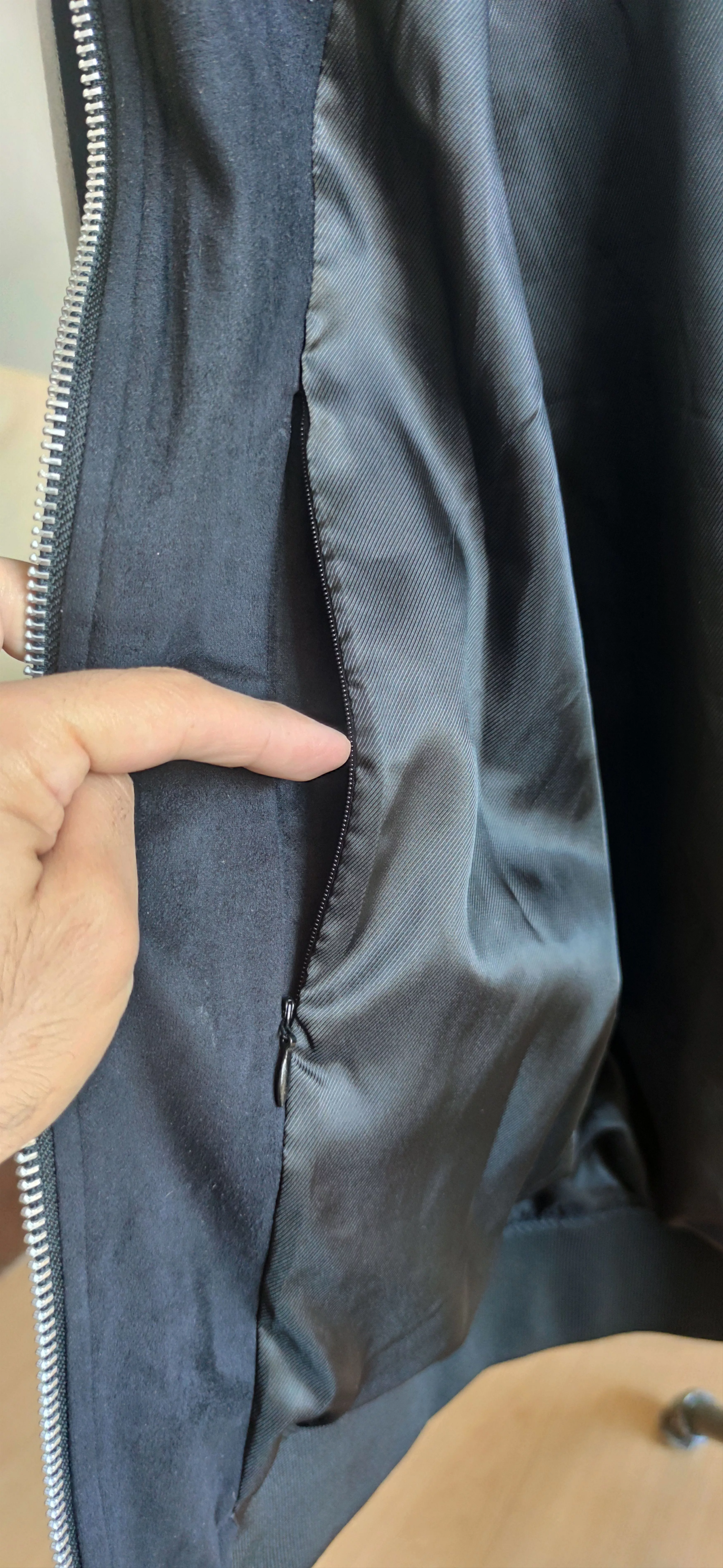 Other Leather Jackets Other Patchwork Leather Suede Black Grey Bomber Jacket Sandro