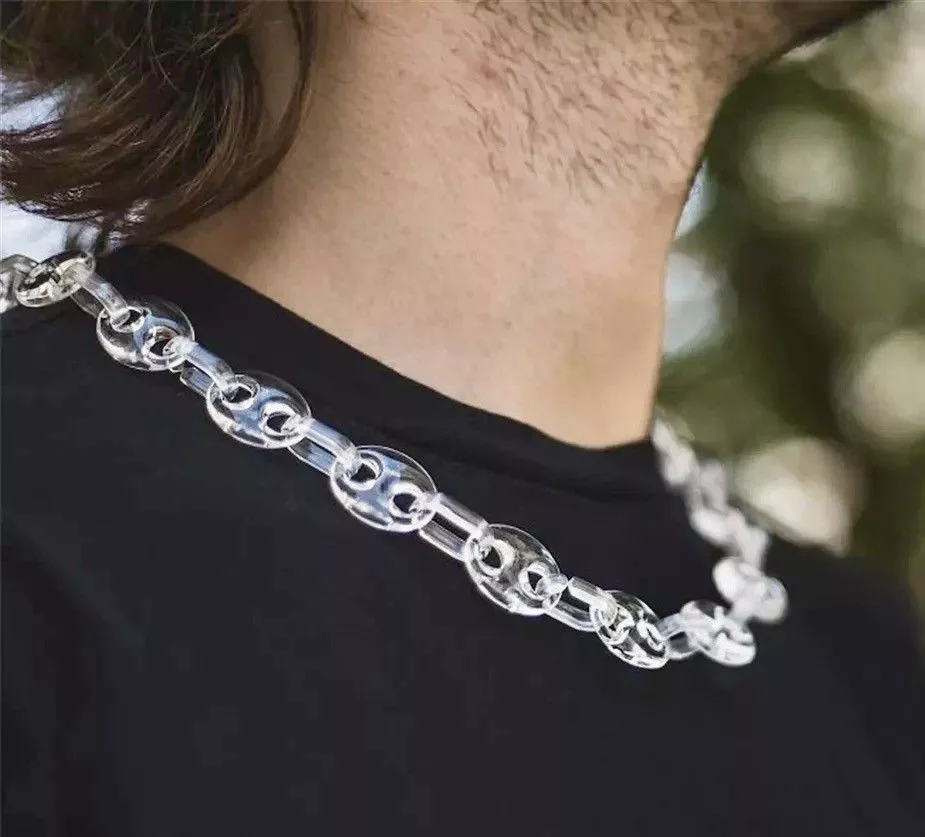 Vintage Jewelry Watches Vintage Transparent Acrylic Chain Necklace White Streetwear