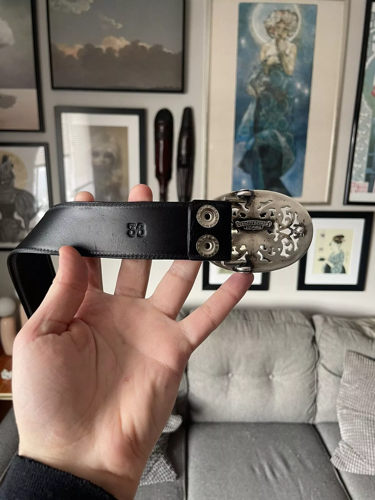 Chrome Hearts Belts Chrome Hearts Oval Star Belt Black