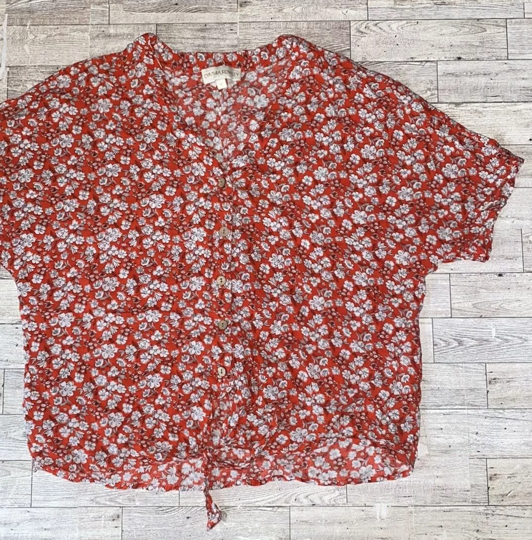 Other Blouses Other Cynthia Rowley, Poppy, Floral, Button Down Blouse Red