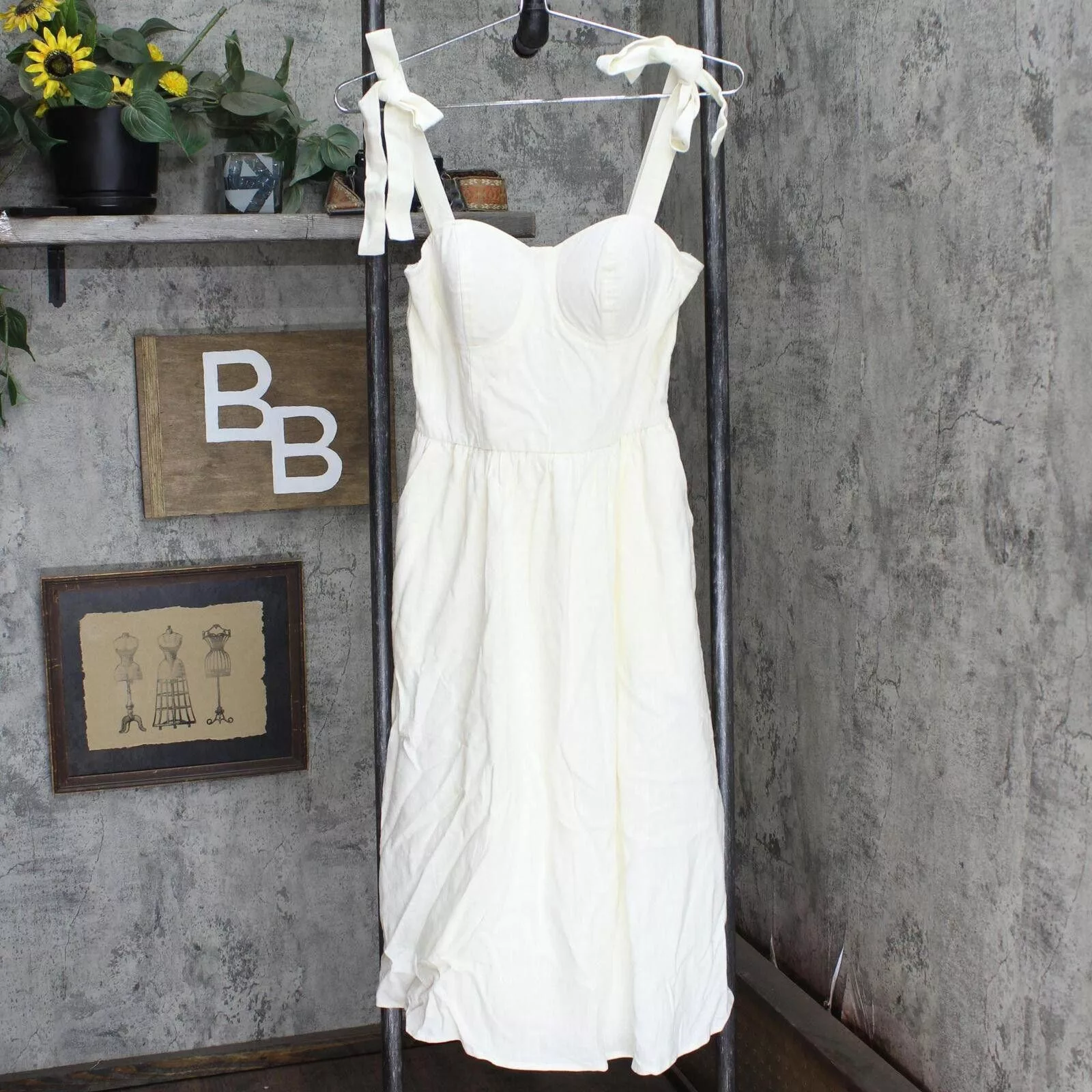 Designer Midi Dresses Designer LC Lauren Conrad Shoulder Tie Dress 1661adc9faf56e Ivory S White