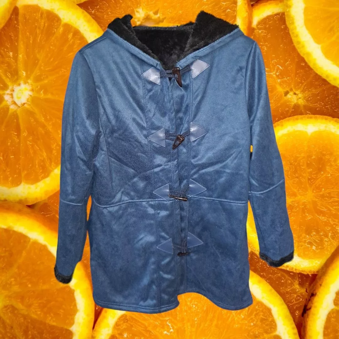Other Jackets Other Fleece Lined Blue Hooded Lightweight Hook and Loop Coat