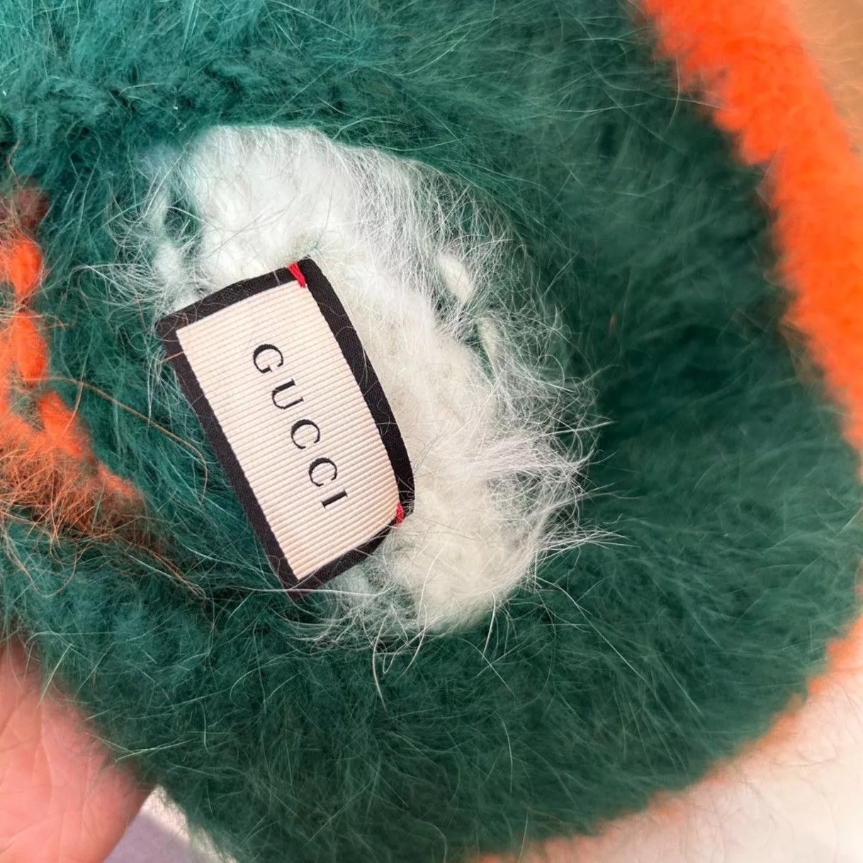 Gucci Hats GUCCI runway Angora Beret Green