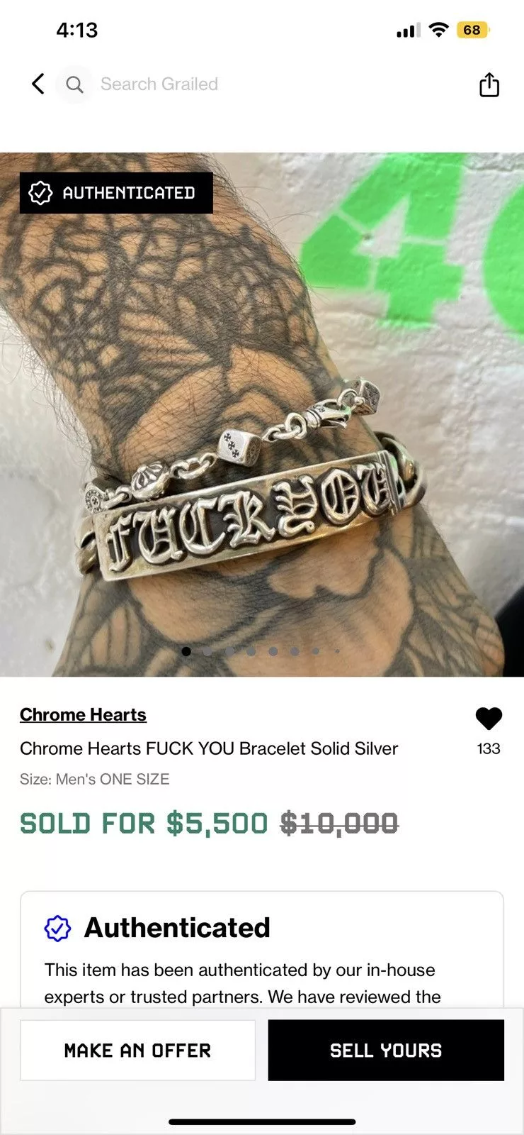 Chrome Hearts Jewelry Watches super rare chrome hearts fuck you bracelet Silver