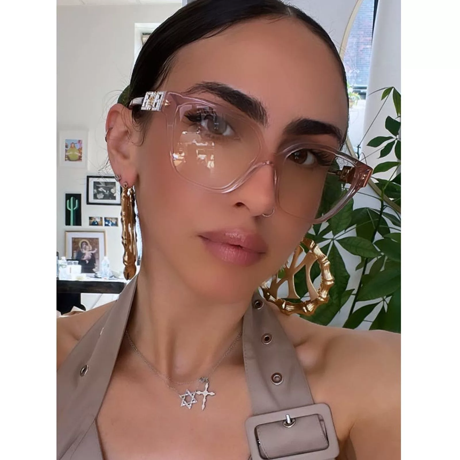 Versace Glasses NEW Versace VE3358-B Pink Crystal Strass Oversized Frames