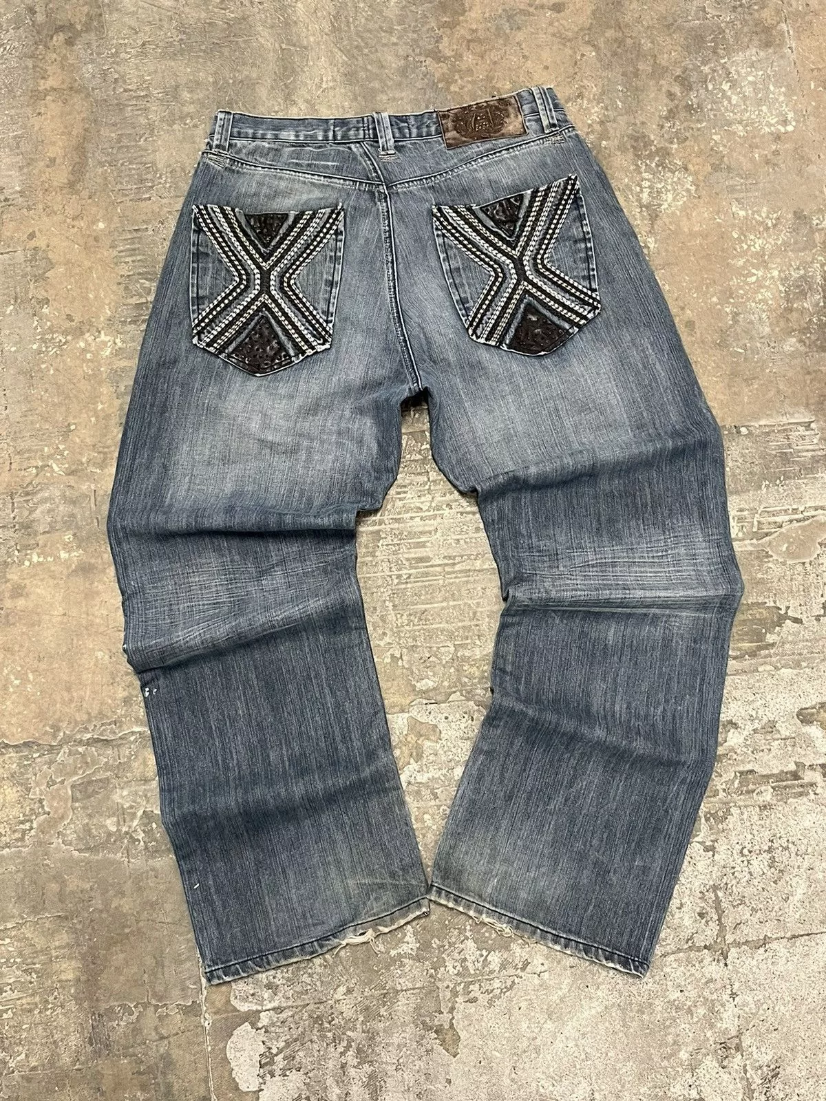 Akademiks Denim Akademiks × Vintage y2k baggy fit Akademics skater jeans embroidered Blue Streetwear