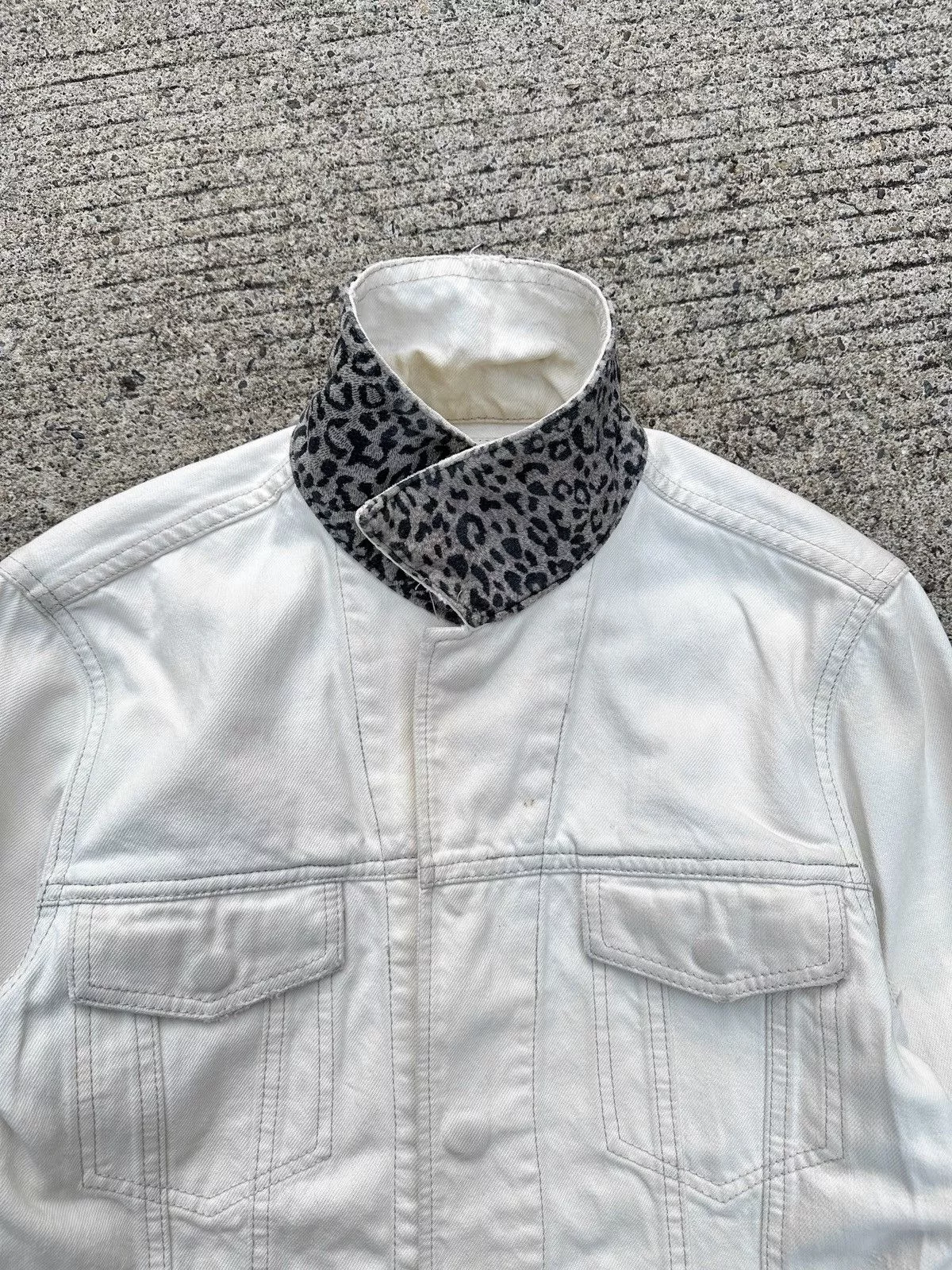 Isamu Katayama Backlash Denim Jackets Isamu Katayama Backlash Backlash Leopard Damage Trucker Jacket White