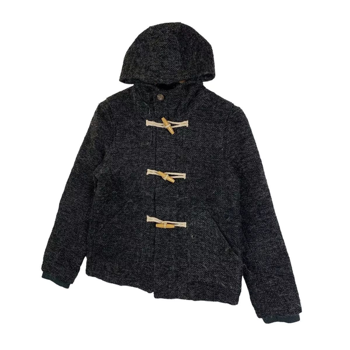 go slow caravan Heavy Coats GO SLOW CARAVAN Outdoor Sportswear Button Wool Hoodie Coat Gray Gorpcore