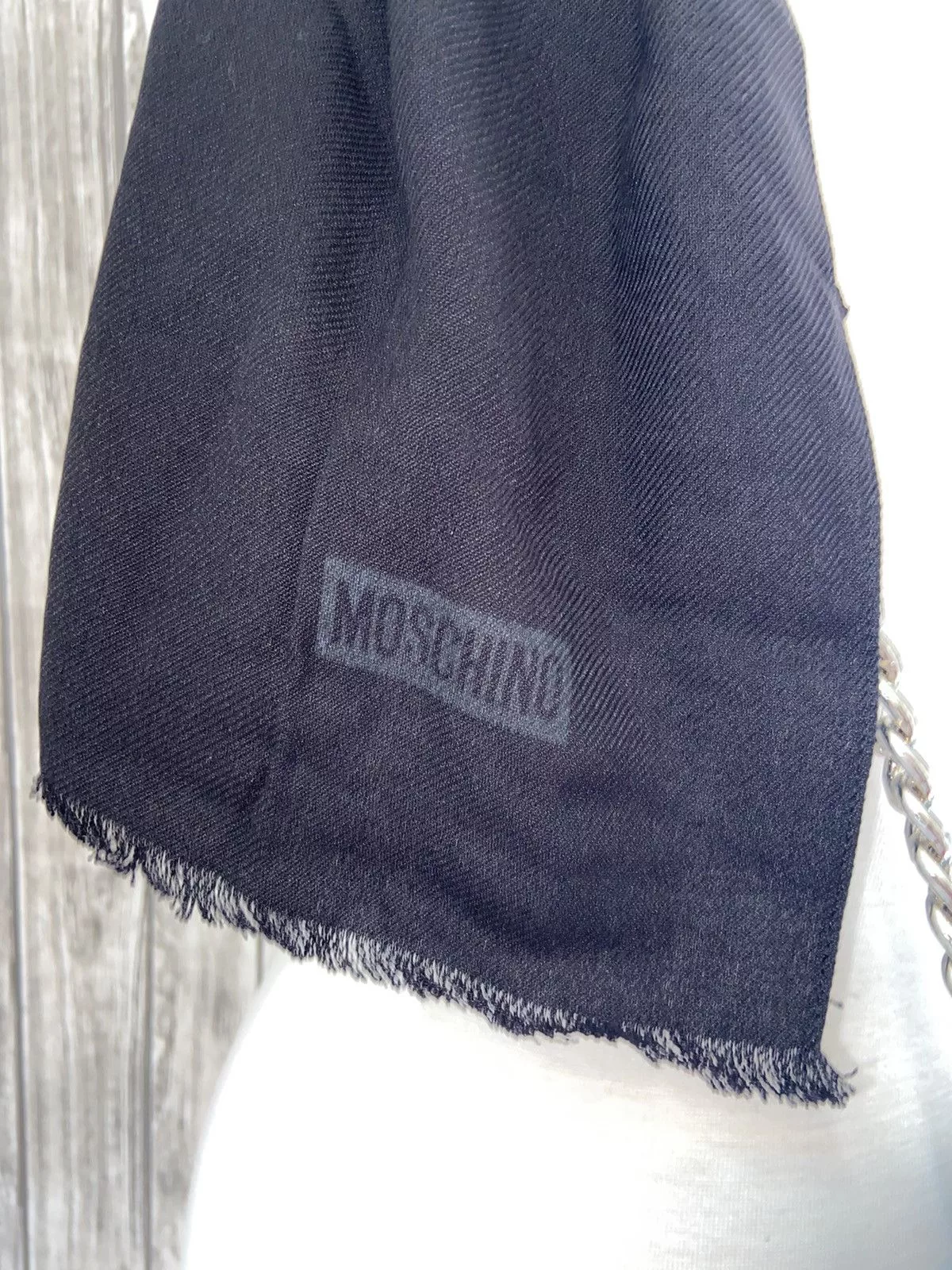 Designer Gloves Scarves Designer × Moschino NWT MOSCHINO 100% Viscose Black Solid Scarf