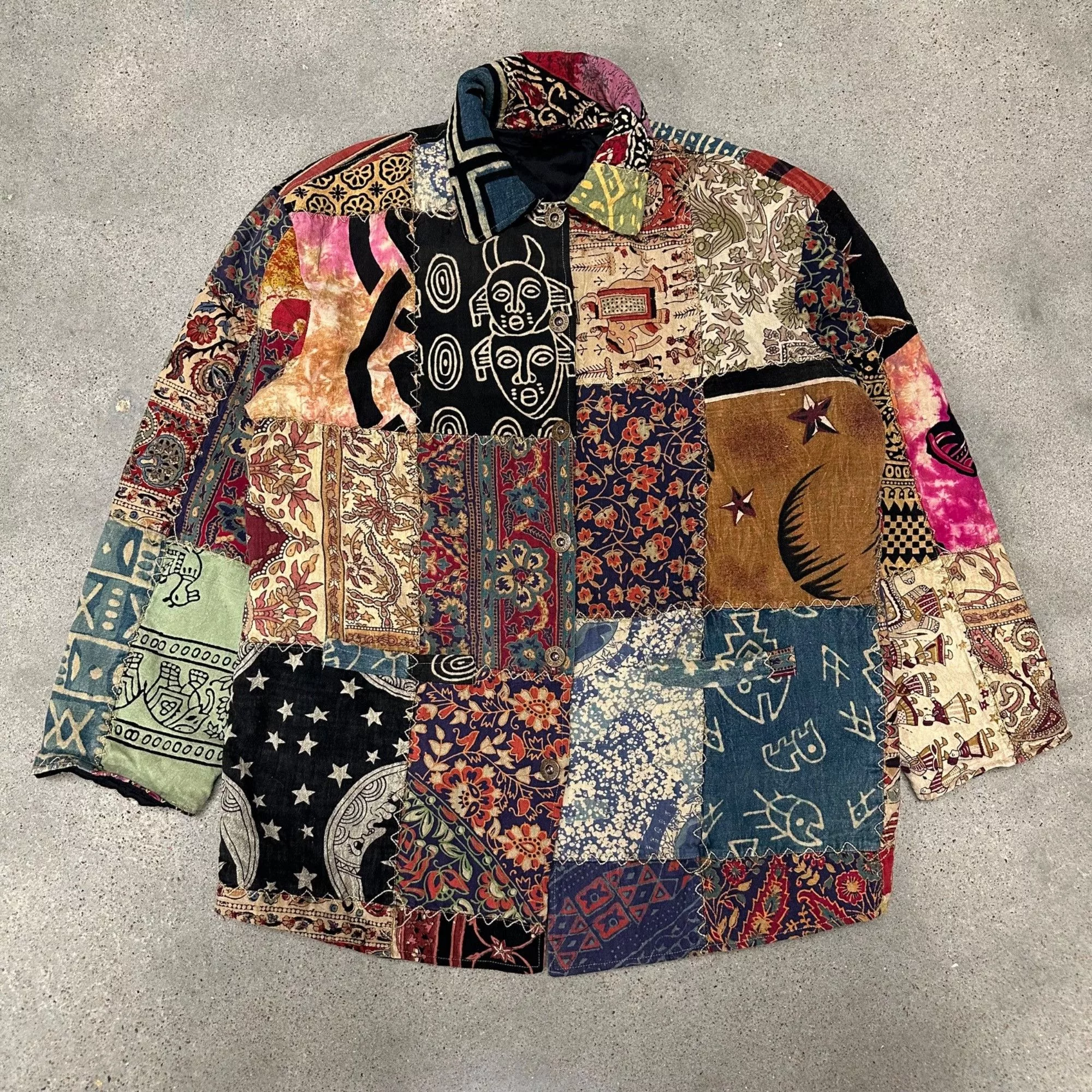 Vintage Light Jackets Vintage Sacred Threads Unique Patcwork Button Up Jacket Multi